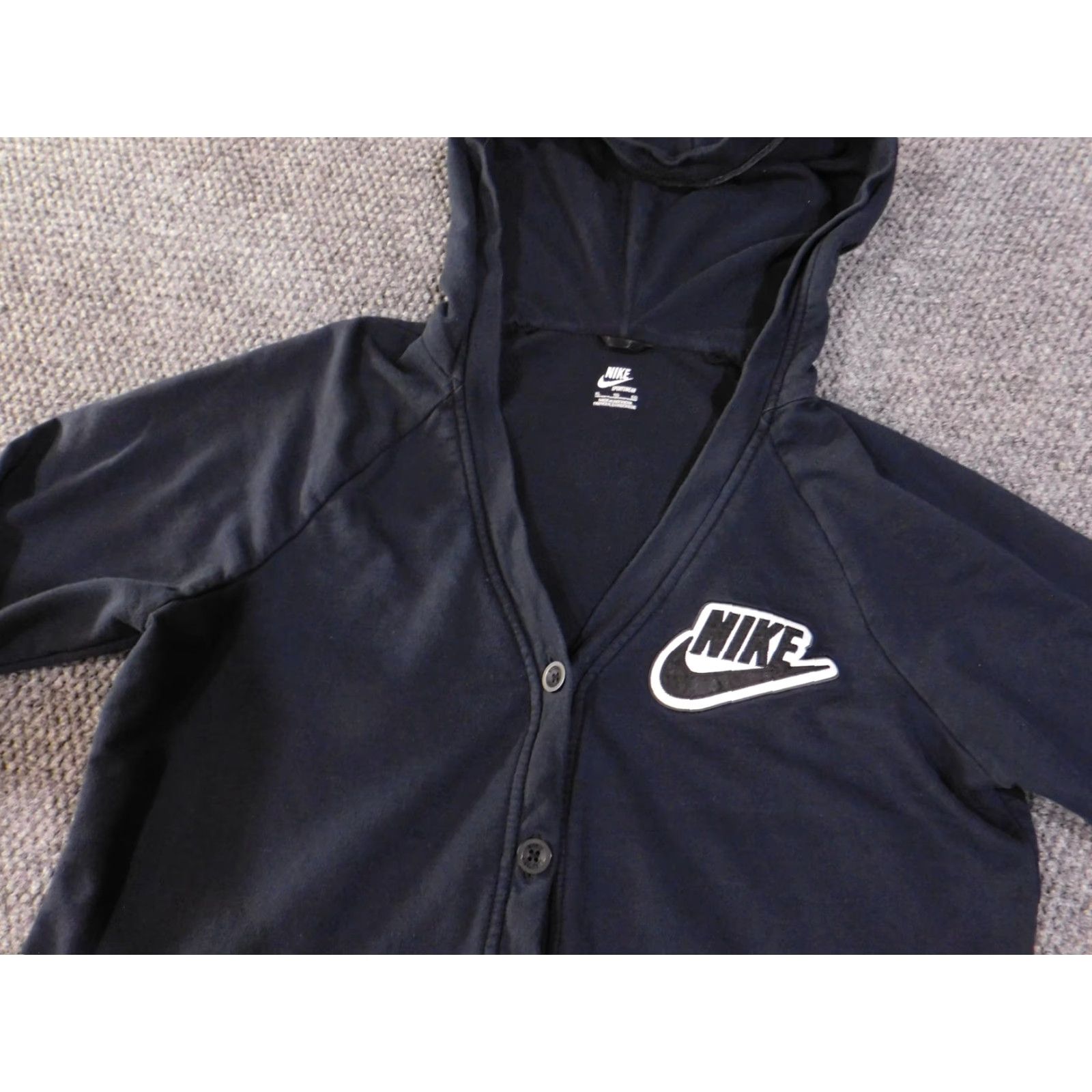Nike Nike Hoodie Sweater Womens XL Navy Blue Button Cardigan Sportswear Cotton Retro Size XL / US 12-14 / IT 48-50 - 6 Thumbnail