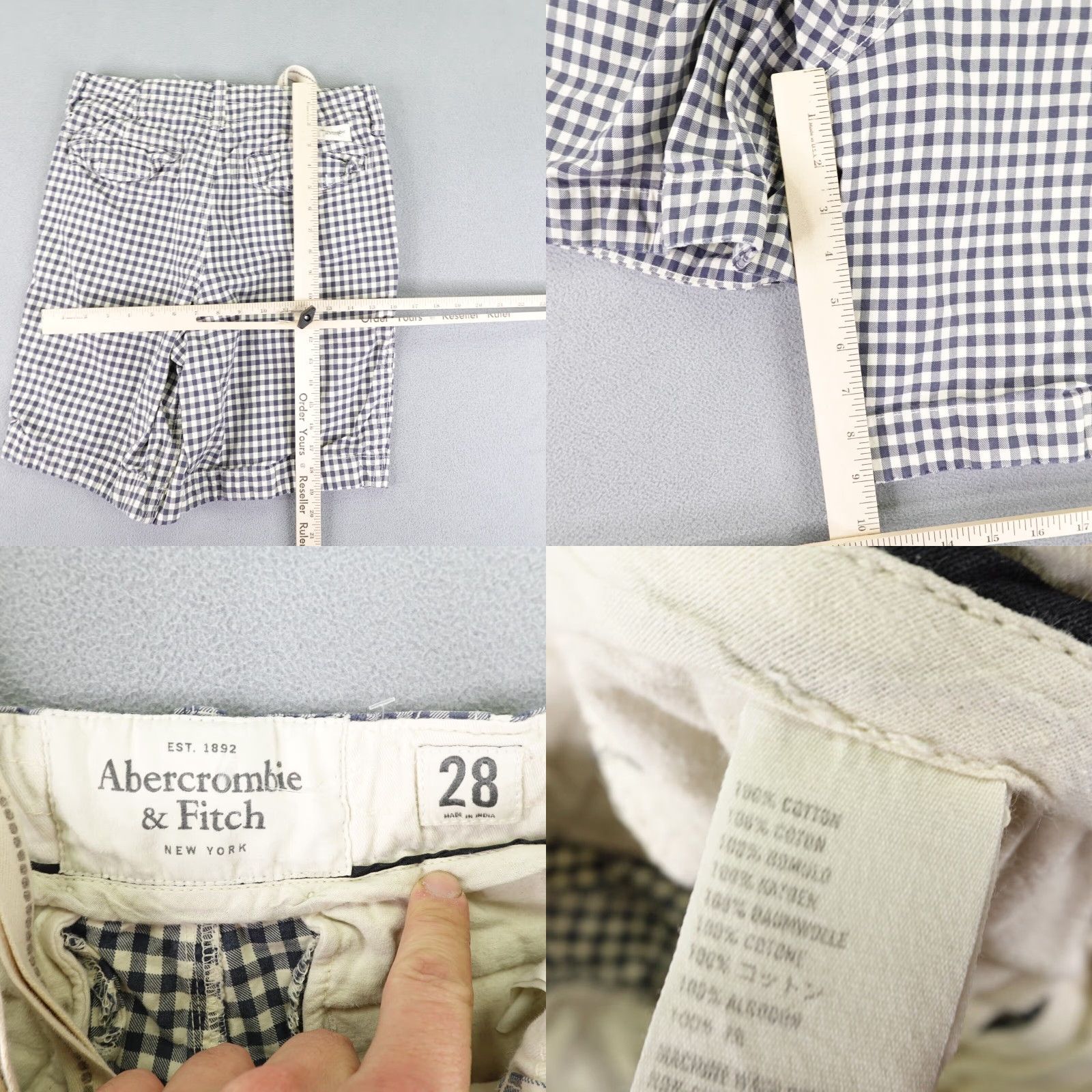 Abercrombie & Fitch Abercrombie & Fitch Shorts Mens 28 Blue White Gingham Check Button Fly Drawstrings 28 Men Blue Plaid Casual Chino Outdoor Preppy Mens Size US 28 / EU 44 - 8 Thumbnail