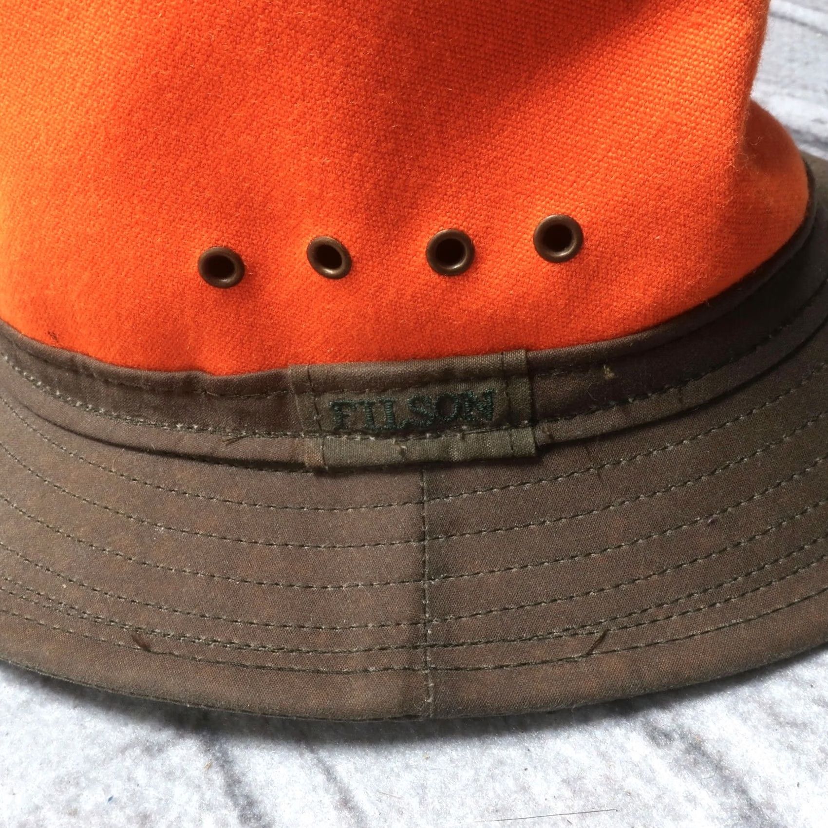 Filson VINTAGE Filson Tin Cloth Packer Hat Men Small Safety Orange USA Made 60015 Size ONE SIZE - 2 Thumbnail