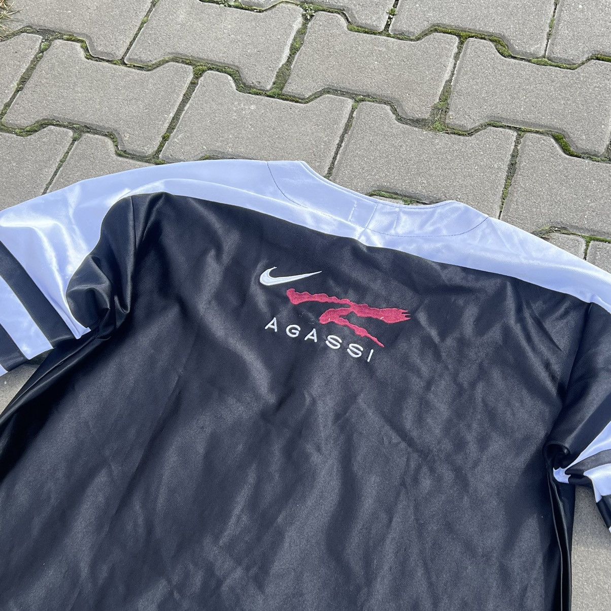 Nike × Vintage RARE Vintage Nike Andre Agassi Big Logo Shirt short sleeves Size US XL / EU 56 / 4 - 5 Thumbnail