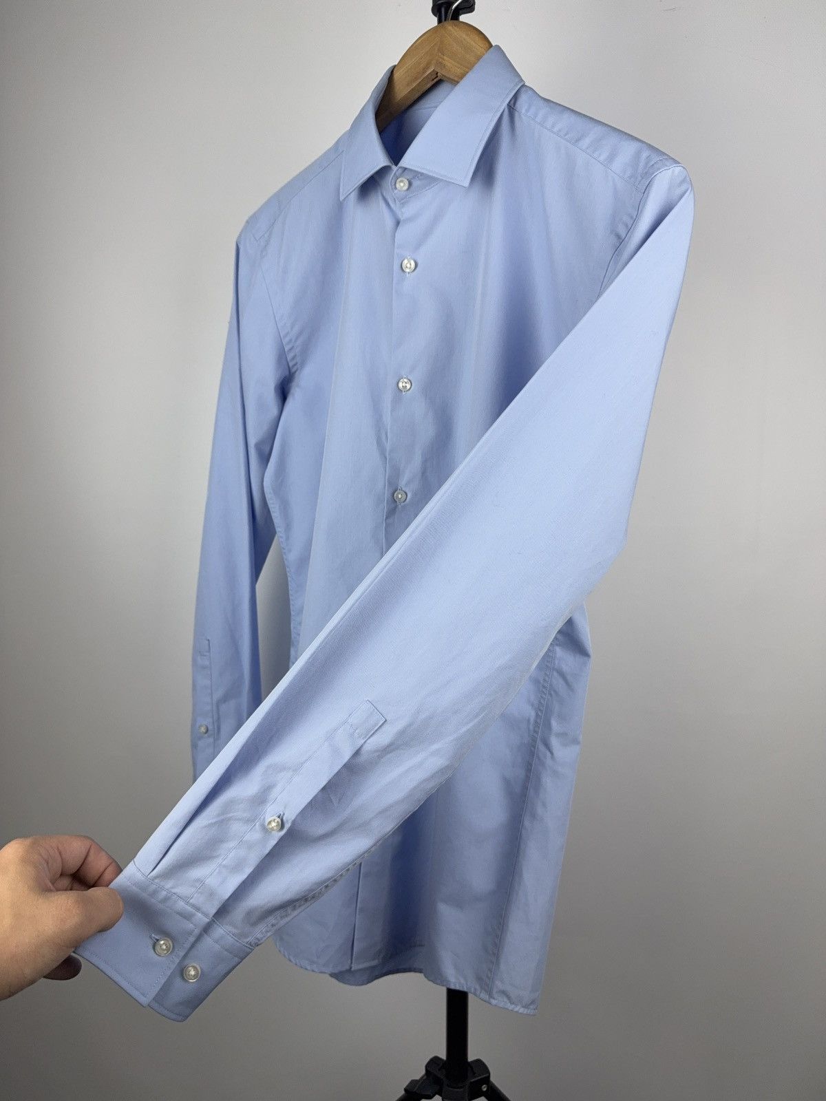 Designer Luxury Designer Hugo Boss Blue Slim Fit Shirt Size US M / EU 48-50 / 2 - 5 Thumbnail