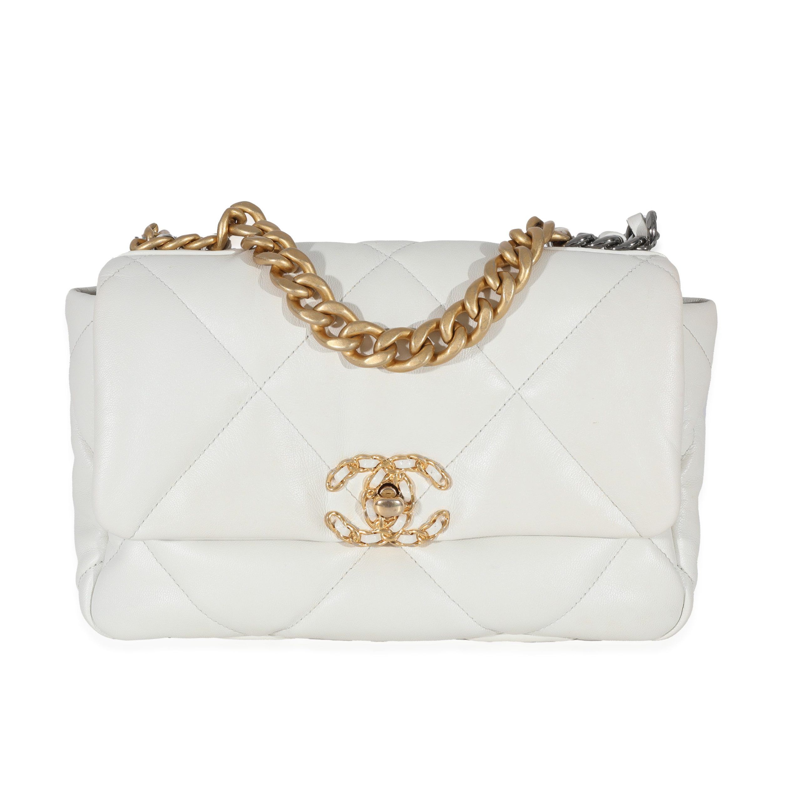 Chanel White Calfskin Chanel 19 Bag
