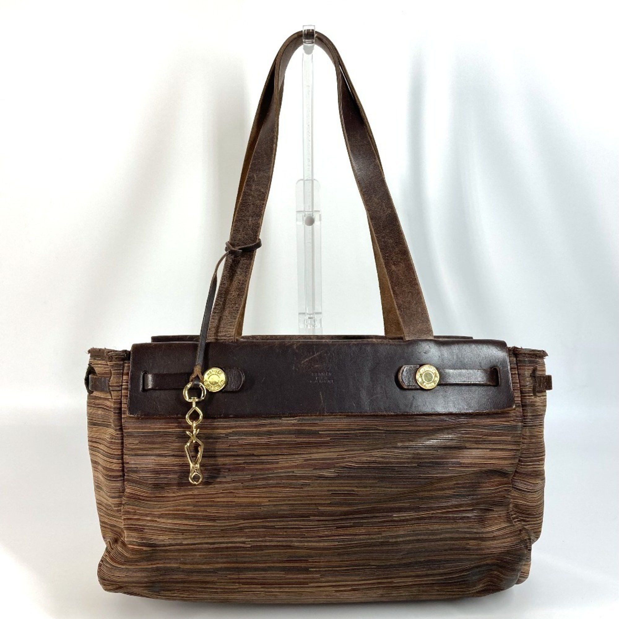 Hermes Airbag Cabas Pm Tote Bag Shoulder Leather Women's Brown