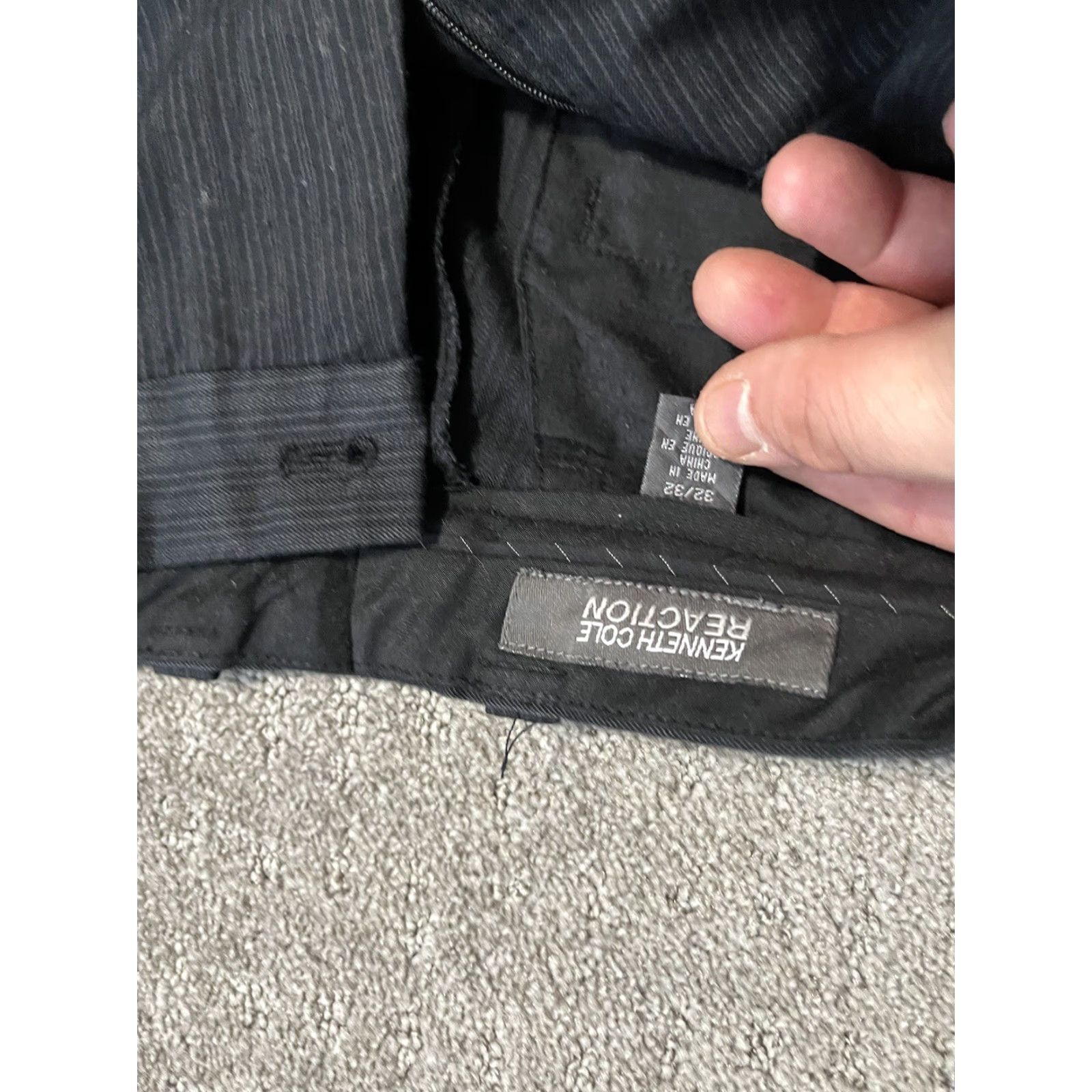 Kenneth Cole KENNETH COLE Pants Flat Front 32x32 Black Pinstriped Men Regular 32 Inseam Chino Cotton Front Flat Front Size US 32 / EU 48 - 5 Thumbnail