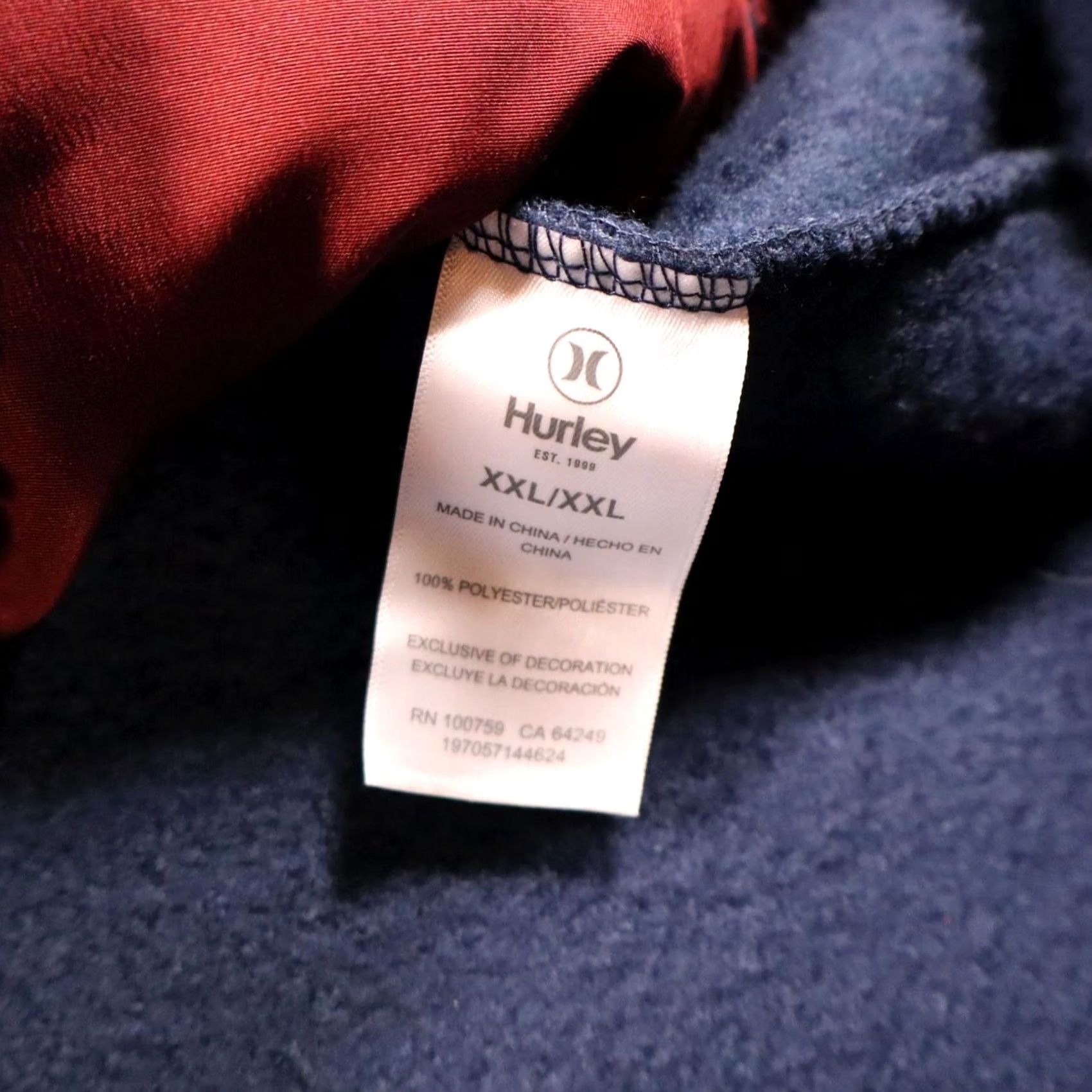 Hurley Hurley Men XXL Obsidian Navy Red Half Zip Sherpa Hoodie Jacket Zip Polyester Anorak Blue Size US XXL / EU 58 / 5 - 6 Thumbnail