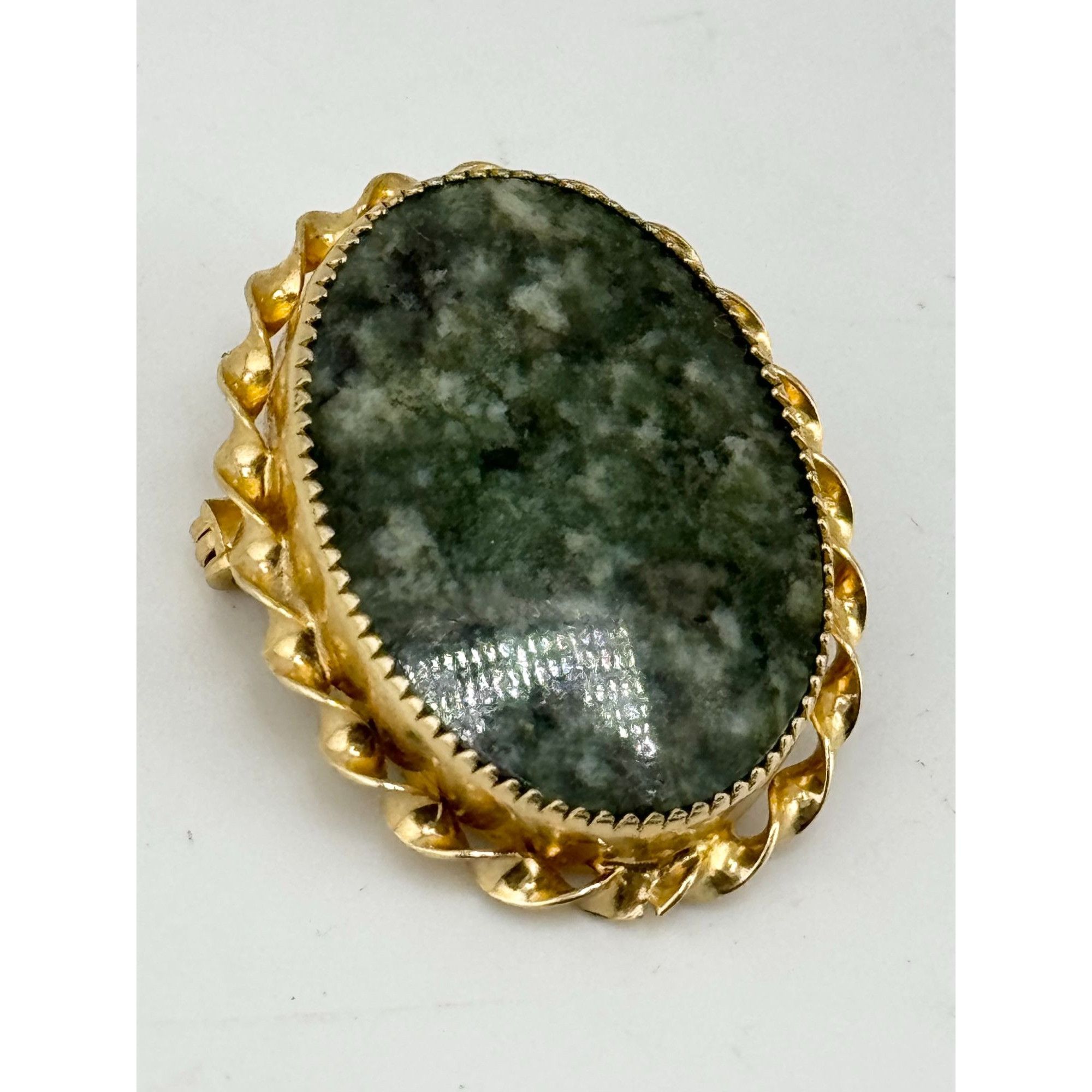 Vintage Vintage green agate stone brooch pin pendant Size ONE SIZE - 4 Thumbnail