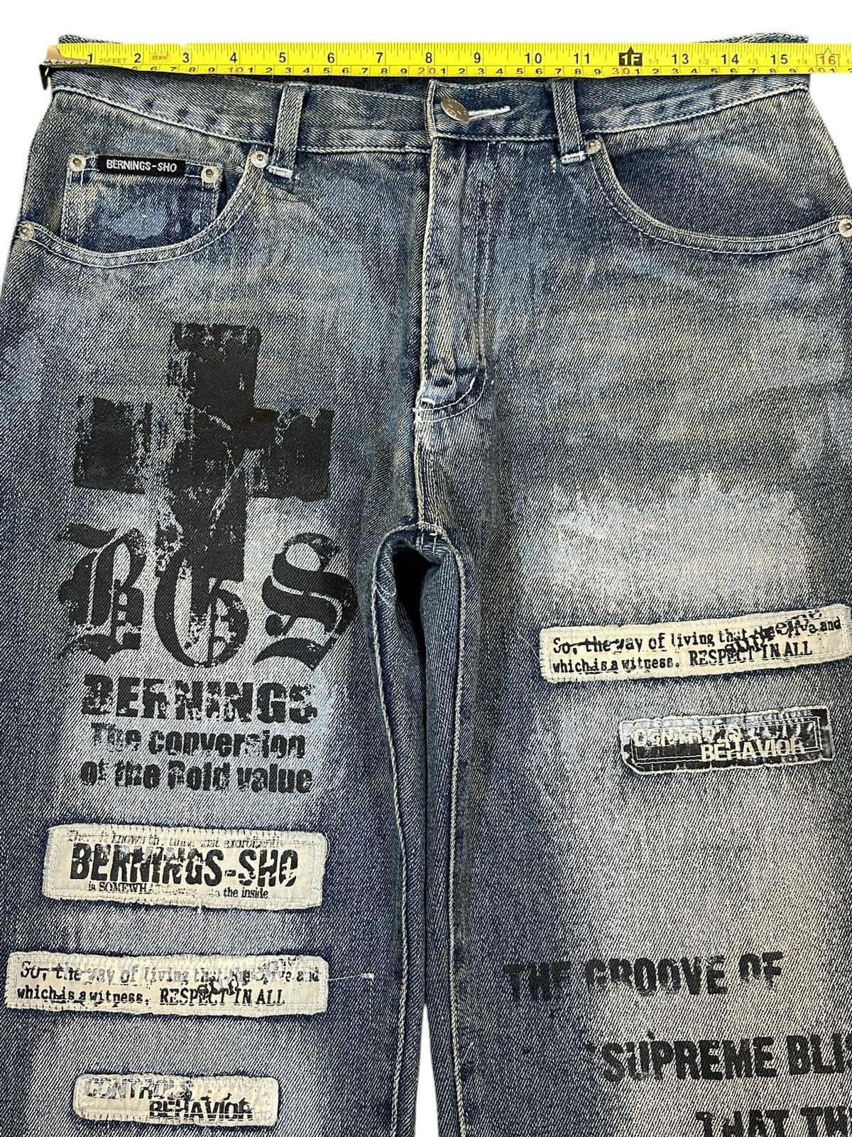 If Six Was Nine Vintage Japanese Brand Punk Embroidered Style Wide Leg Jeans Size US 31 - 11 Thumbnail