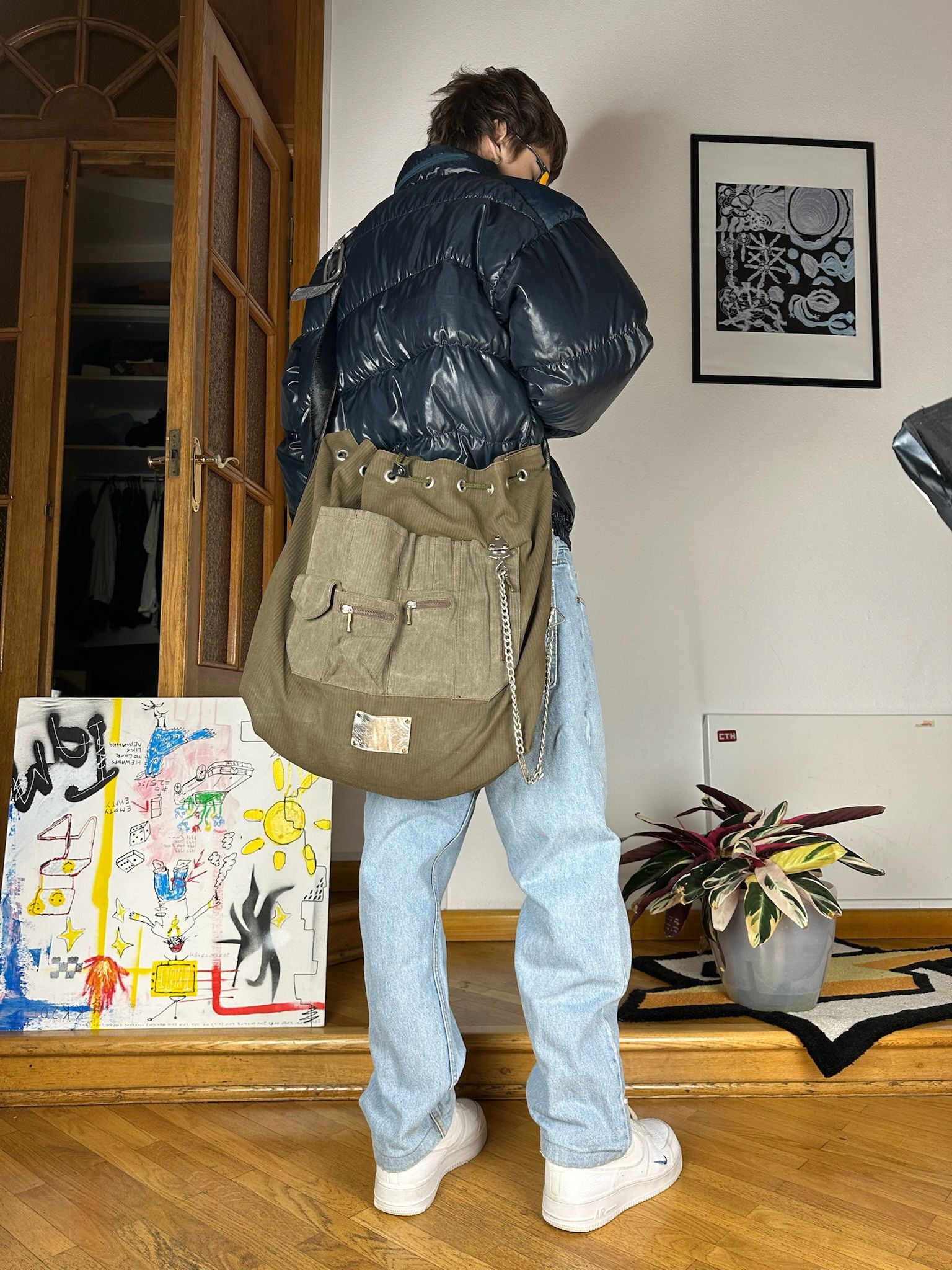 2000s Dolce & Gabbana Black army Cargo Shoulder Bag