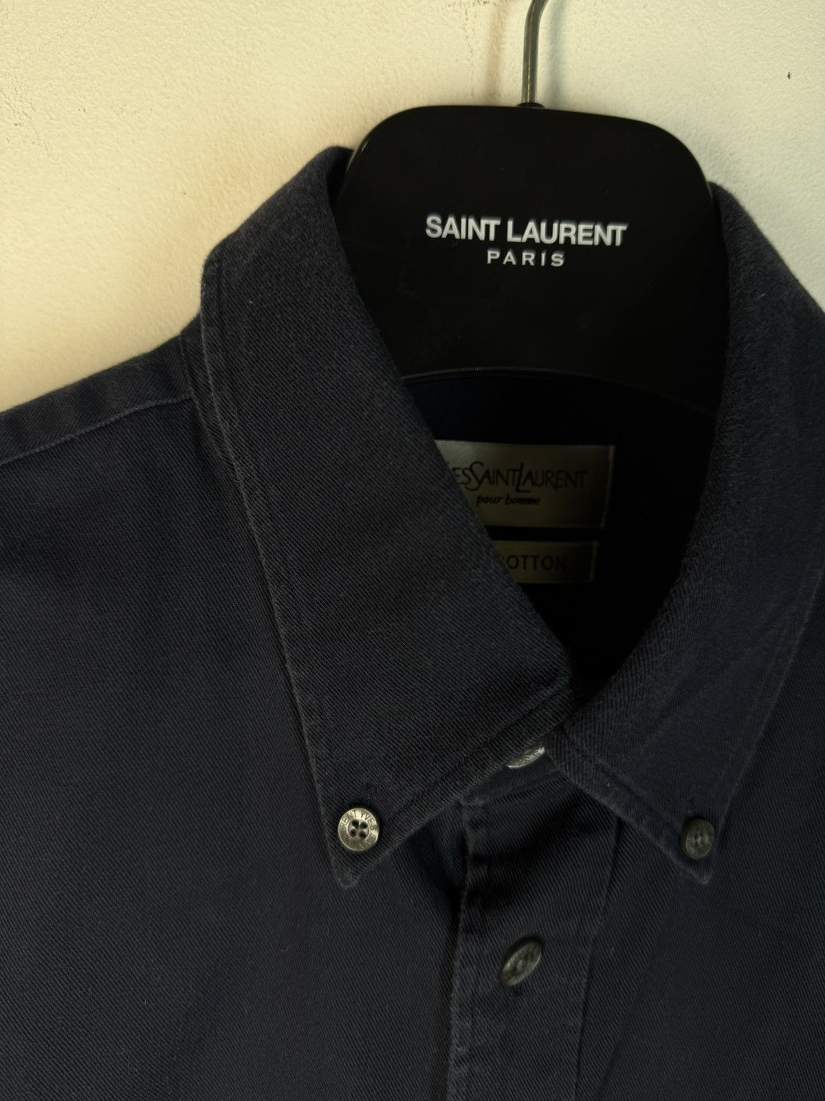 Yves Saint Laurent Heavy YSL Shirt Cotton Navy Size US L / EU 52-54 / 3 - 13 Thumbnail