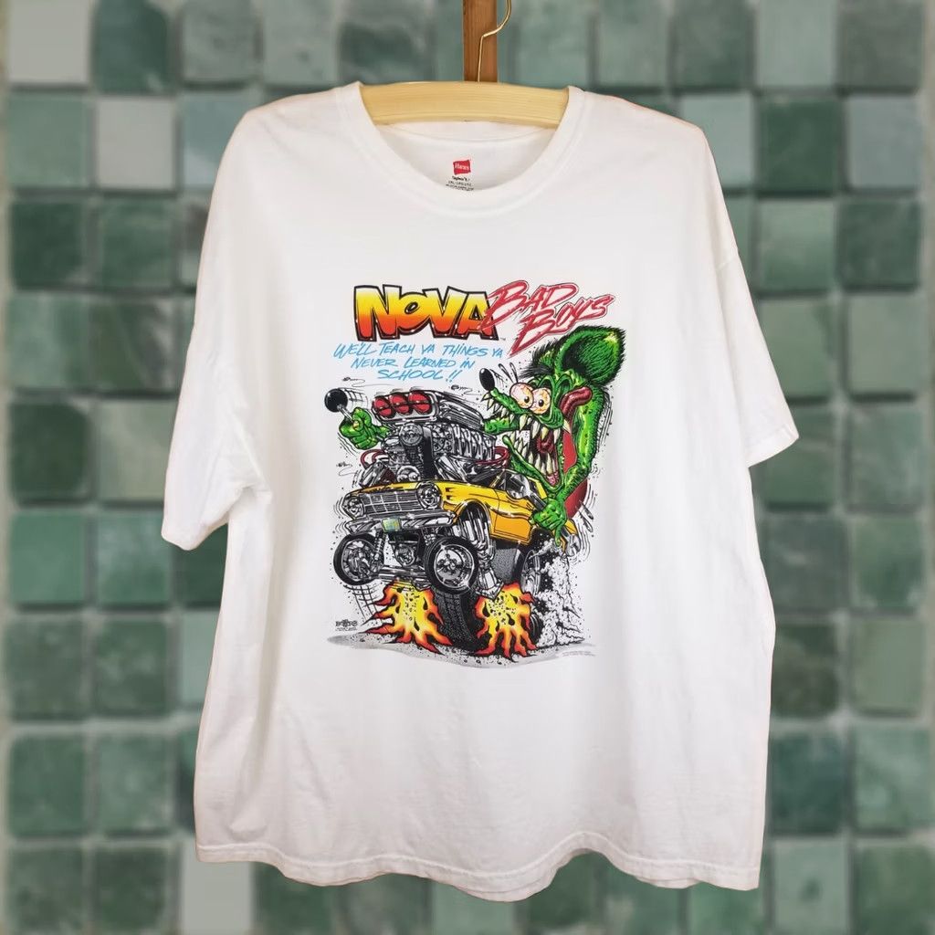 Hanes VINTAGE Y2K ED ROTH RAT FINK NOVA BAD BOYS HOT ROD WHITE COTTON T-SHIRT SZ XXL Men T-Shirt Size 2XL White Cotton Vintage Mens Size US XXL / EU 58 / 5 - 1 Thumbnail