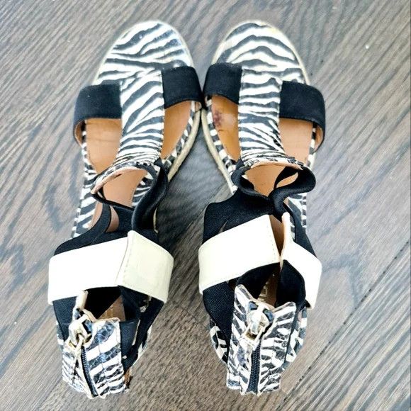 Fendi Carioca Zebra Print Leather Wedge Sandal Size US 6.5 / IT 36.5 - 11 Thumbnail