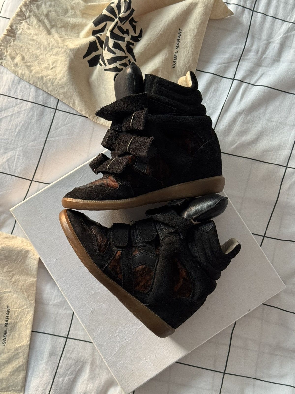Isabel Marant Isabel Marant Bekett sneakers shoes Washed Black Suede Wedge Size US 7 / IT 37 - 8 Thumbnail