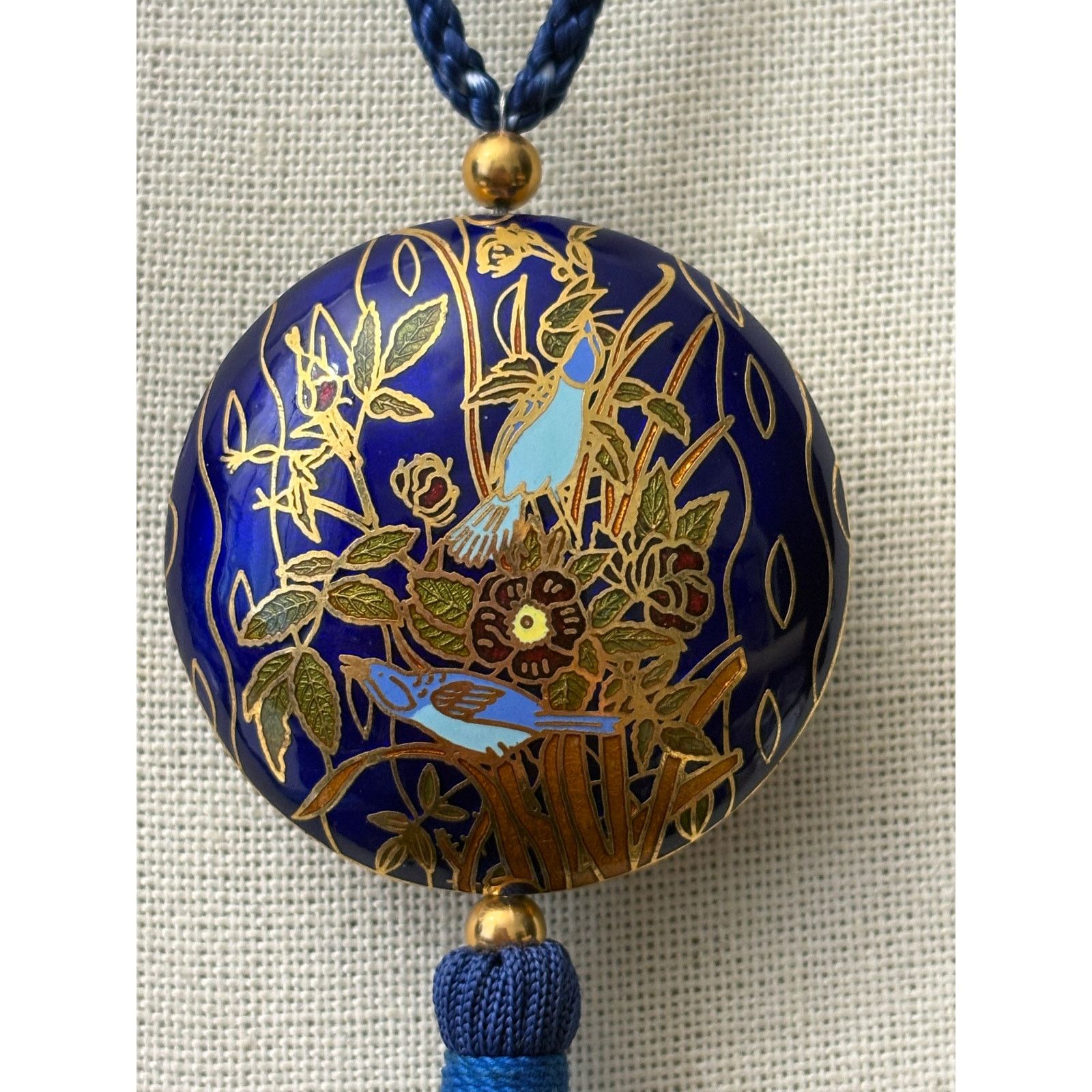Other Blue Cloisonne Pendant Necklace with Tassel Gold Tone Size ONE SIZE - 1 Thumbnail