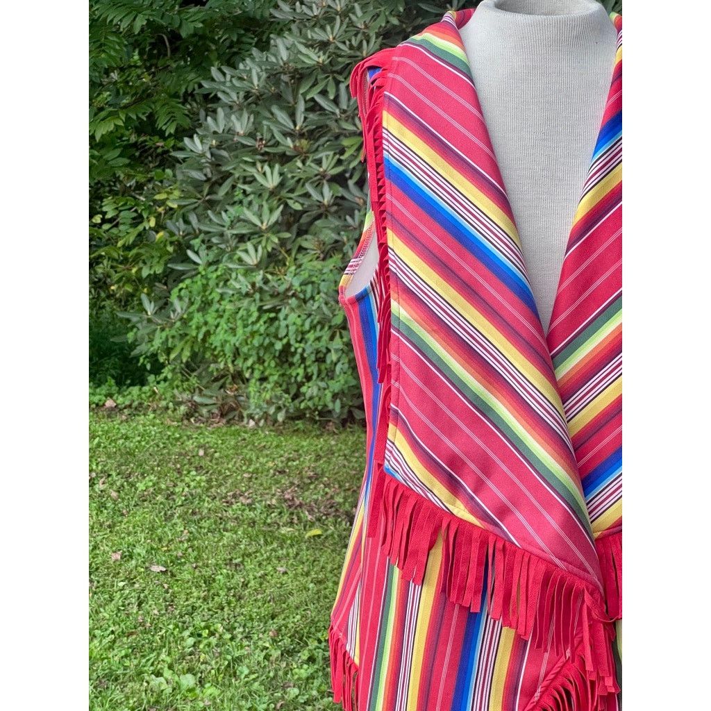 L&B L&B Lucky & Blessed M Western Fringe Striped Poncho Vest NWT Size M / US 6-8 / IT 42-44 - 2 Thumbnail