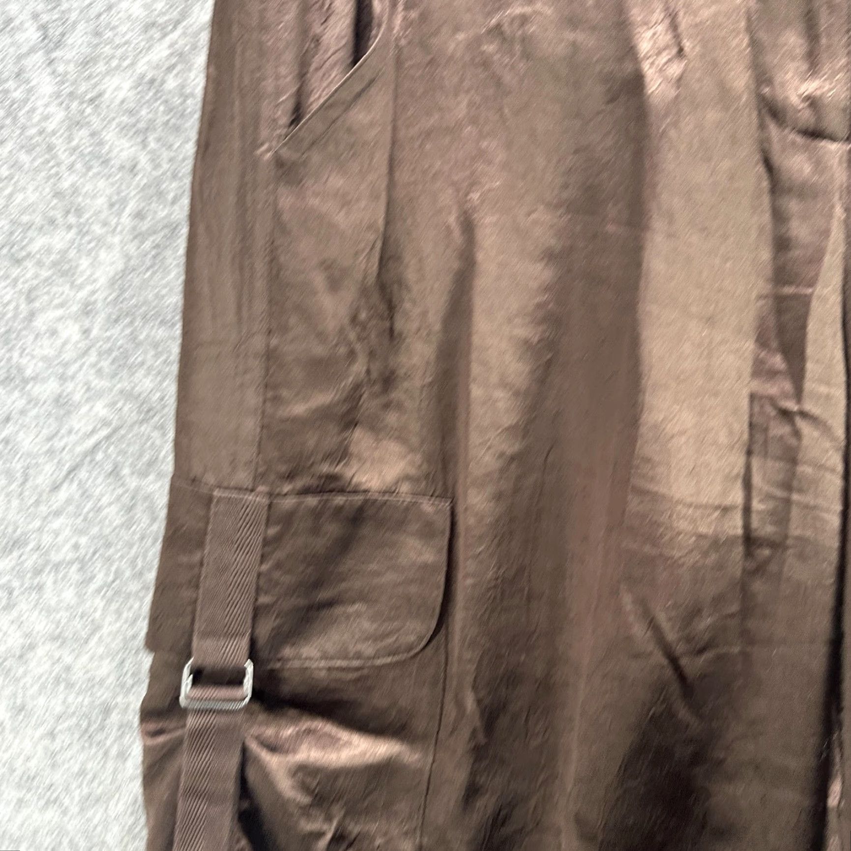 Vintage Spenser Jeremy Pants Womens 12 Brown Cargo Jogger Pleated Zip Fly Elastic Satin Tapered Pockets Cuffed Size 34" / US 12 / IT 48 - 7 Thumbnail