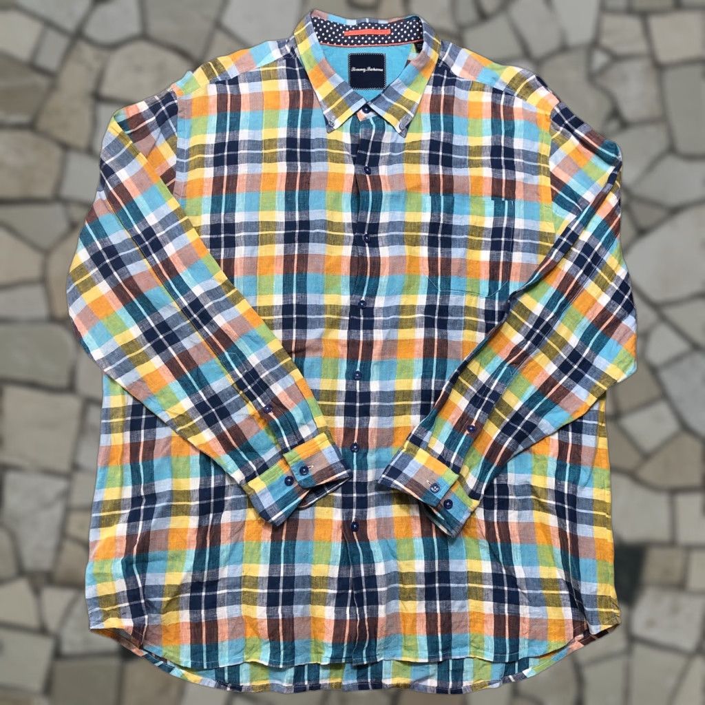 Tommy Bahama Tommy Bahama Shirt Adult 2XL Plaid Long Sleeve Button-Up Front Linen Beach Mens Size US XXL / EU 58 / 5 - 1 Thumbnail