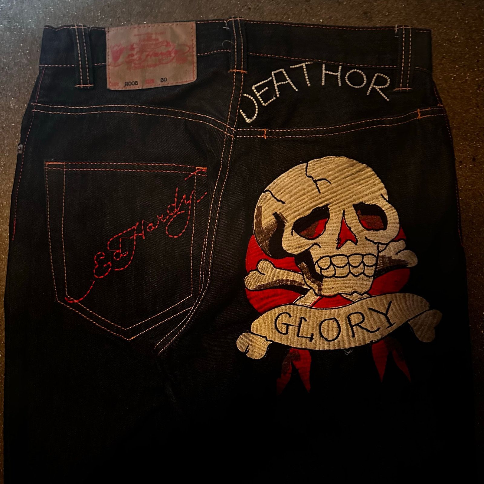 Ed Hardy ed hardy jeans death or glory skull embroidery jeans Size US 30 / EU 46 - 3 Thumbnail