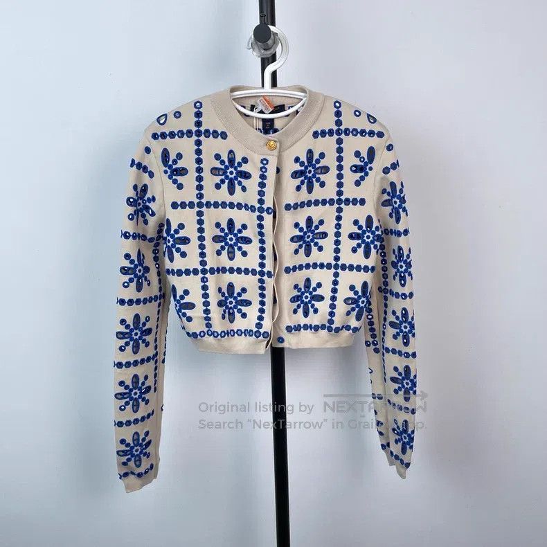 Louis Vuitton Louis Vuitton Blue and White Porcelain Blue Embroidered Ca Size XS / US 0-2 / IT 36-38 - 1 Thumbnail