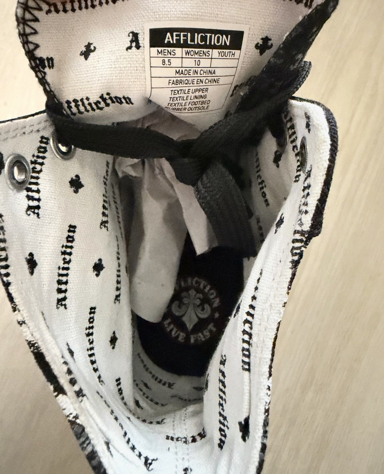 Affliction Affliction Men's Hi-Top Shoes Collapse Skull New Sz 8.5 Size US 8.5 / EU 41-42 - 5 Thumbnail