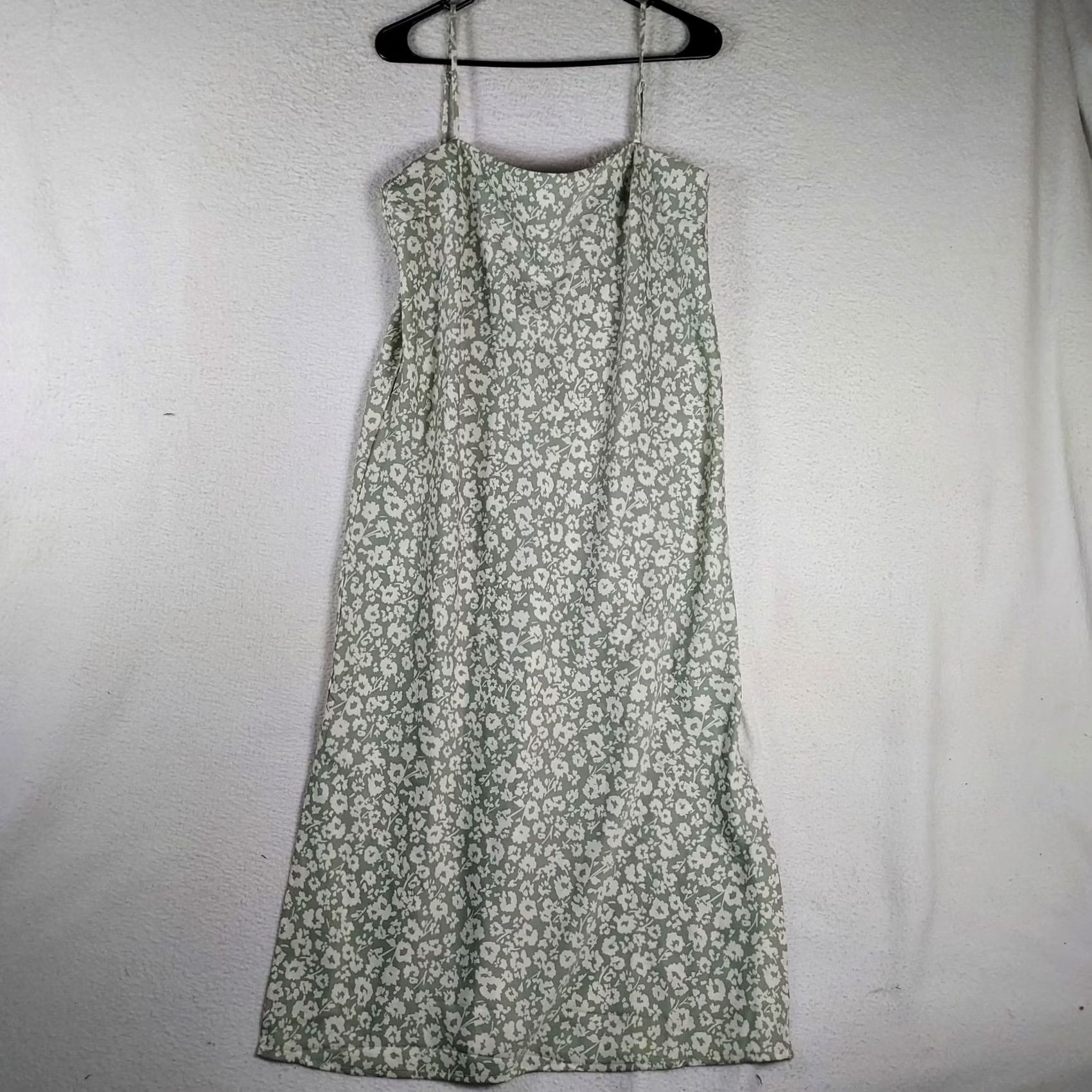 Vintage A New Day Women’s Floral Slip Dress Green White Midi Size M Dress Sleeveless Party/Cocktail Casual Size M / US 6-8 / IT 42-44 - 2 Thumbnail