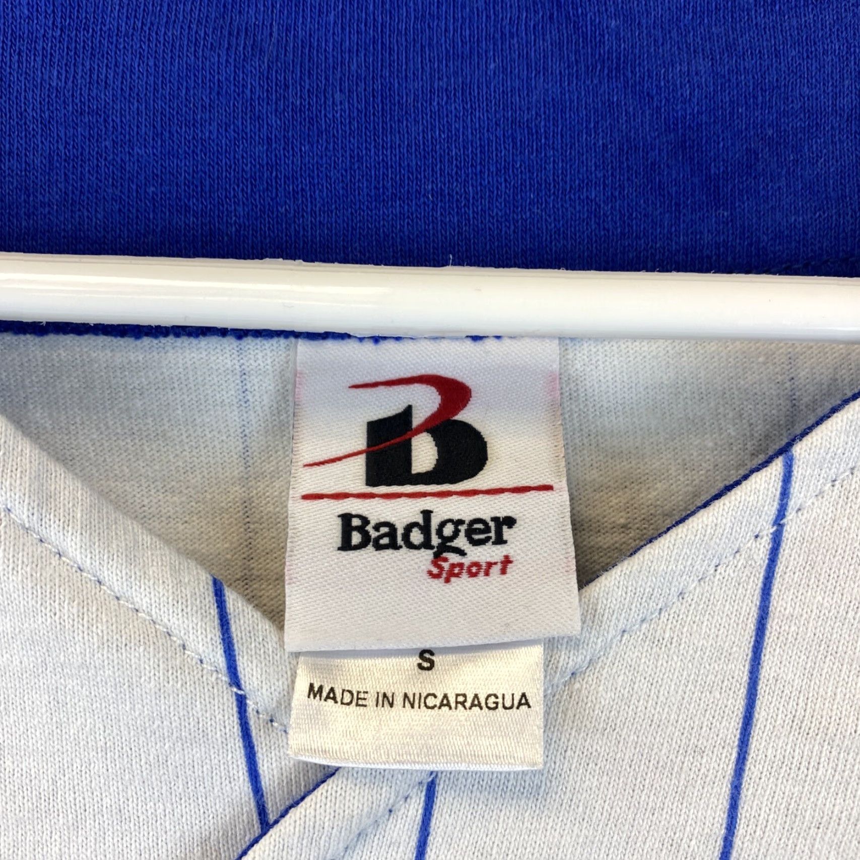 Vintage VINTAGE Badger Men's Short Sleeve Baseball Jersey Shirt S Blue Pinstripe Sports Souvenir 84-16 Size US S / EU 44-46 / 1 - 5 Thumbnail