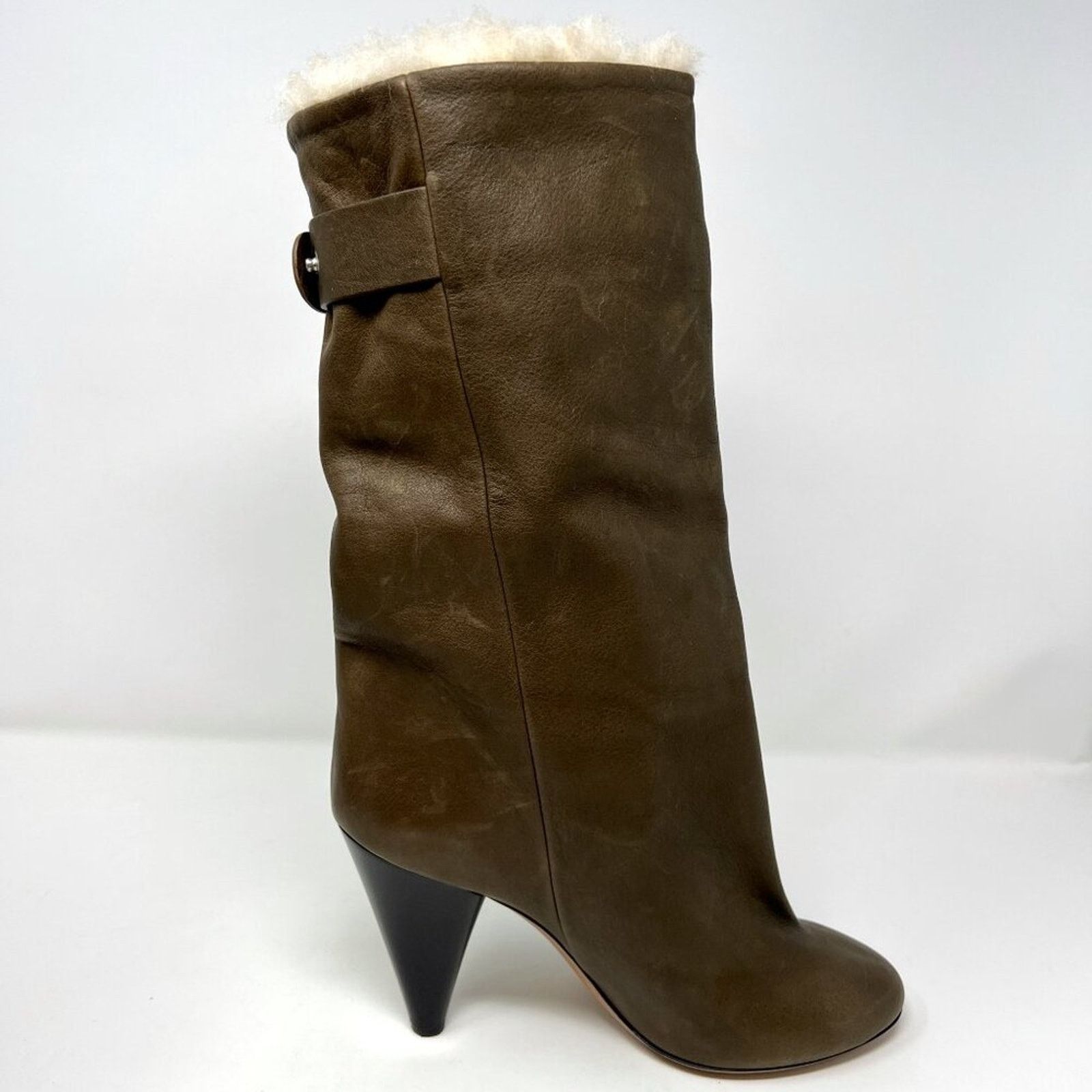Isabel Marant Isabel Marant Brown Leather Shearling Lafkee Tall Boots Size US 10 / IT 40 - 4 Thumbnail