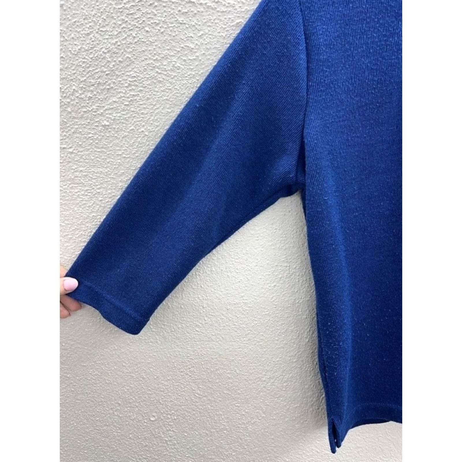 Vintage Womens Speculation Petite Blue 3/4 Sleeve Knit Blouse Size PS Size S / US 4 / IT 40 - 3 Thumbnail