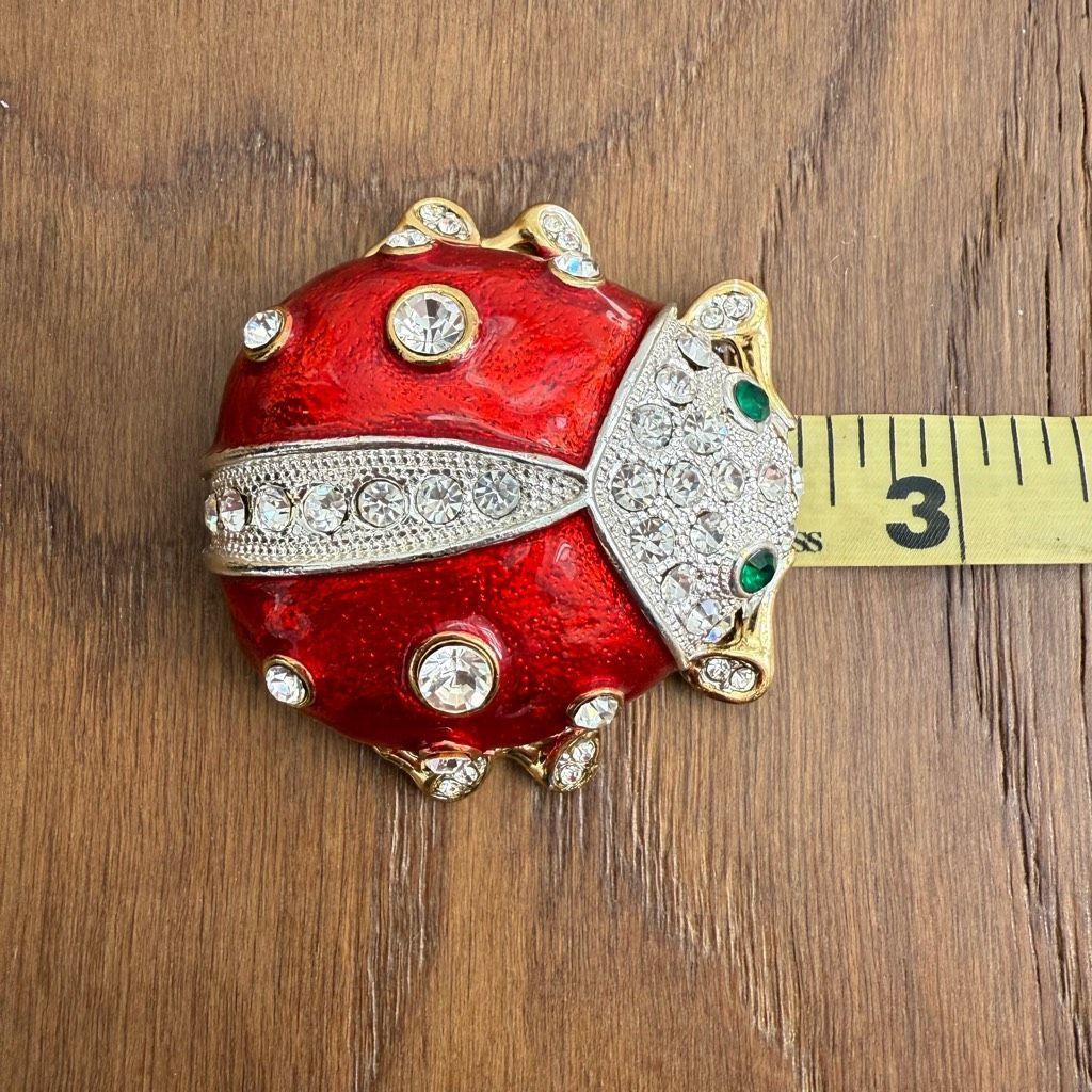 Other Large Enamel Ladybug Brooch Pin Rhinestone Bling Size ONE SIZE - 4 Thumbnail