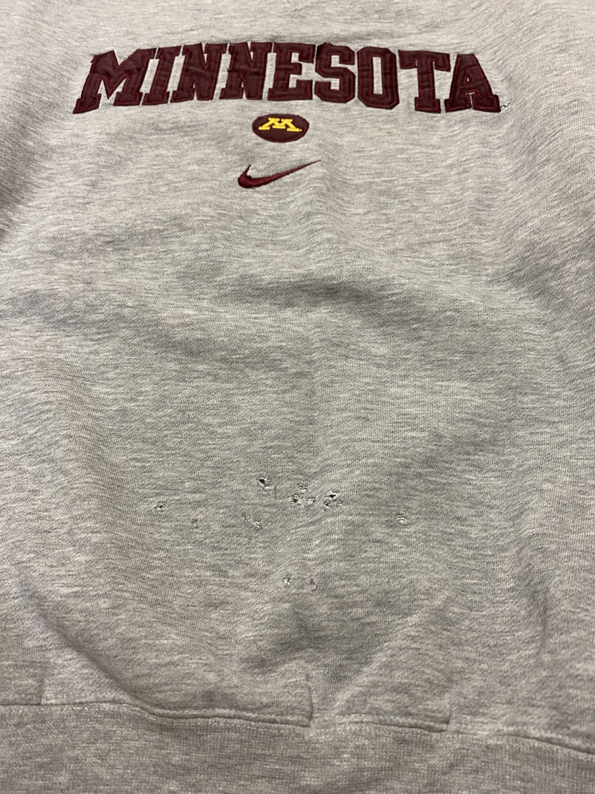 Nike Vintage 90’s U of M Nike Center Swoosh Distressed Sweatshirt Size US XL / EU 56 / 4 - 3 Thumbnail