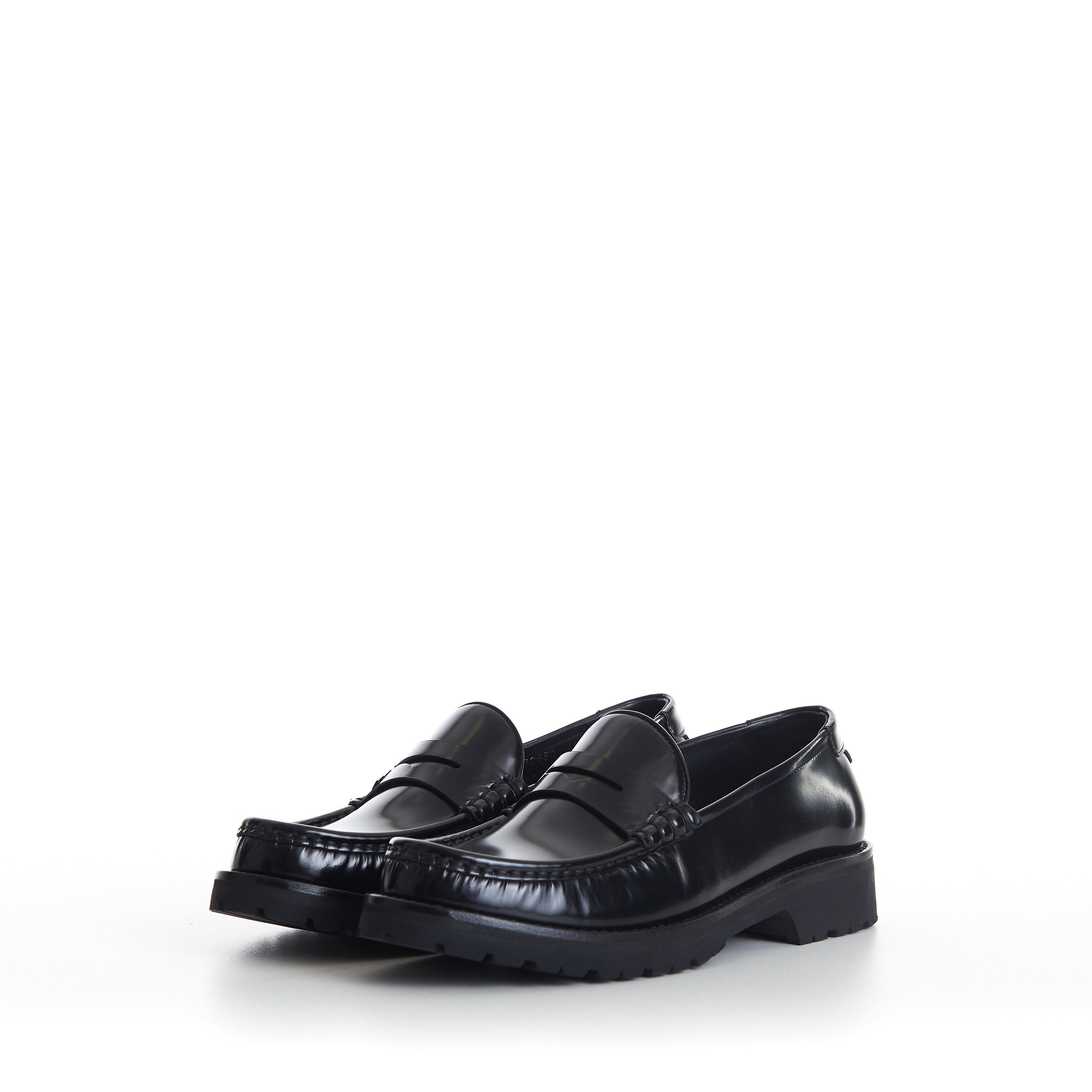 Saint Laurent Paris Black Penny Loafers - Chunky Sole, Glazed Leather, YSL Size US 11 / EU 44 - 5 Thumbnail