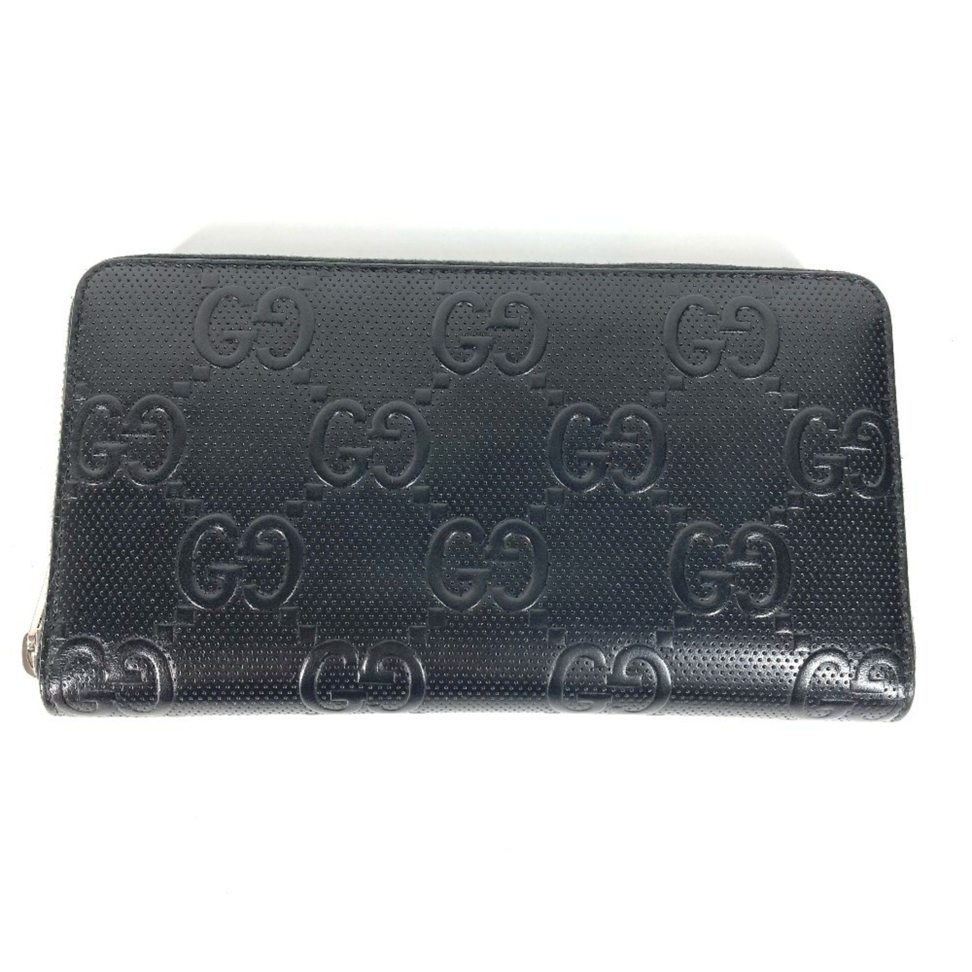 Gucci GUCCI 625563 GG Embossed Travel Case Organizer Round Zip Wallet Long Leather Men's Black Size ONE SIZE - 1 Thumbnail