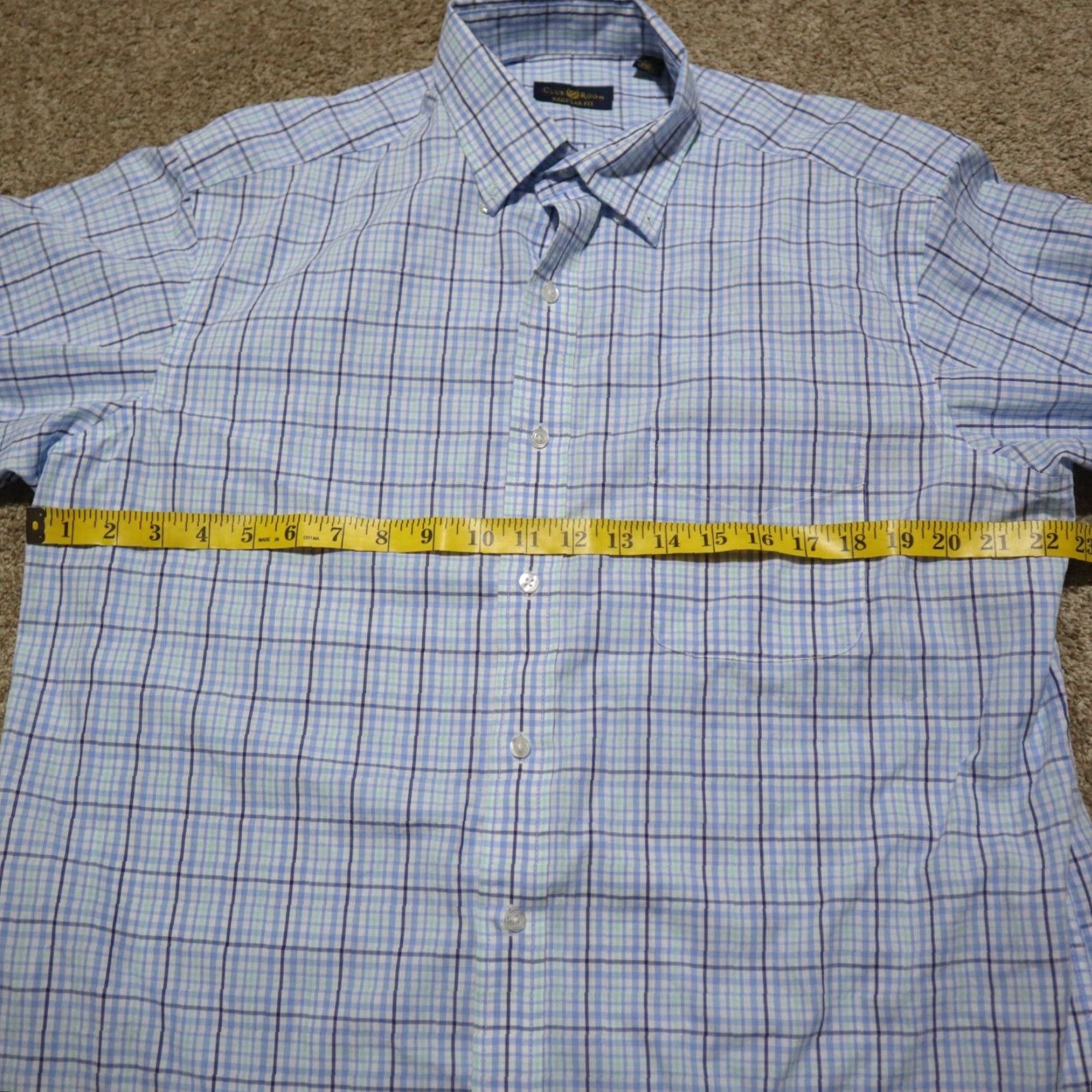Club Room Club Room Shirt Men 16.5 32/33 Blue Checkered Button-Down Long Sleeve Cotton Blends Plaid Stretch Regular Size US L / EU 52-54 / 3 - 5 Thumbnail