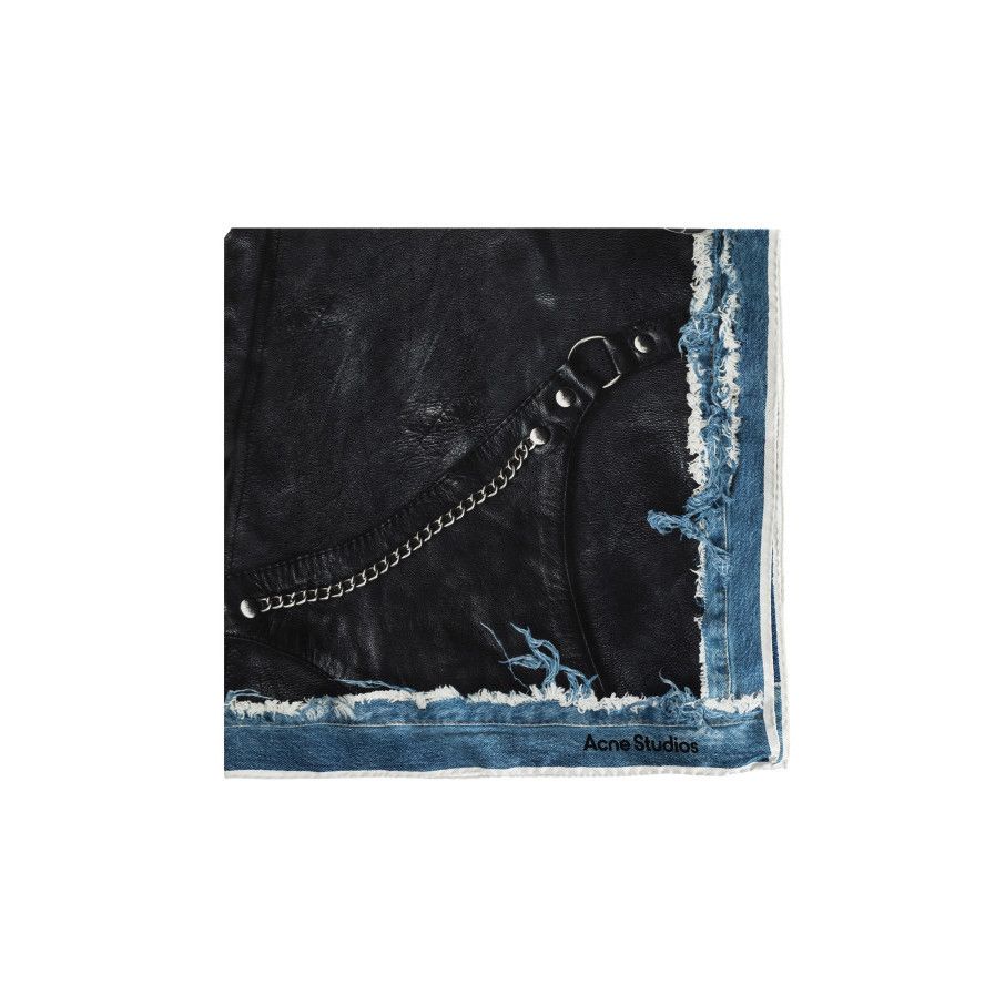 Acne Studios Silk Monogram Scarf in Blue, Women's