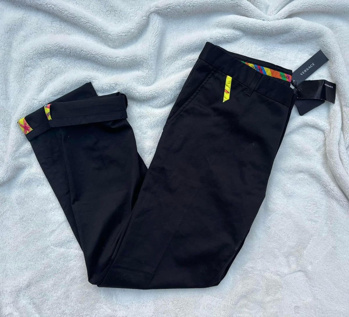 Versace Versace Black / Multicolor Print Slim Pants Size US 40 / EU 56 - 2 Thumbnail