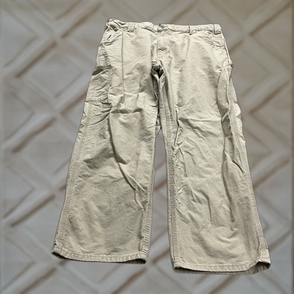Carhartt VINTAGE Carhartt Workwear Pants Carpenter Fit Mens 42x30 Beige Cotton Straight Button Zipper Classic Size US 42 / EU 58 - 1 Thumbnail