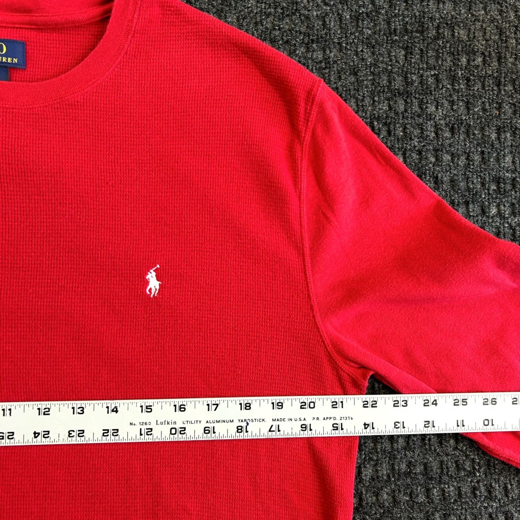 Polo Ralph Lauren VINTAGE Polo Ralph Lauren Thermal Long Sleeve Shirt Red XL White Pony Waffle Knit Size US XL / EU 56 / 4 - 4 Thumbnail