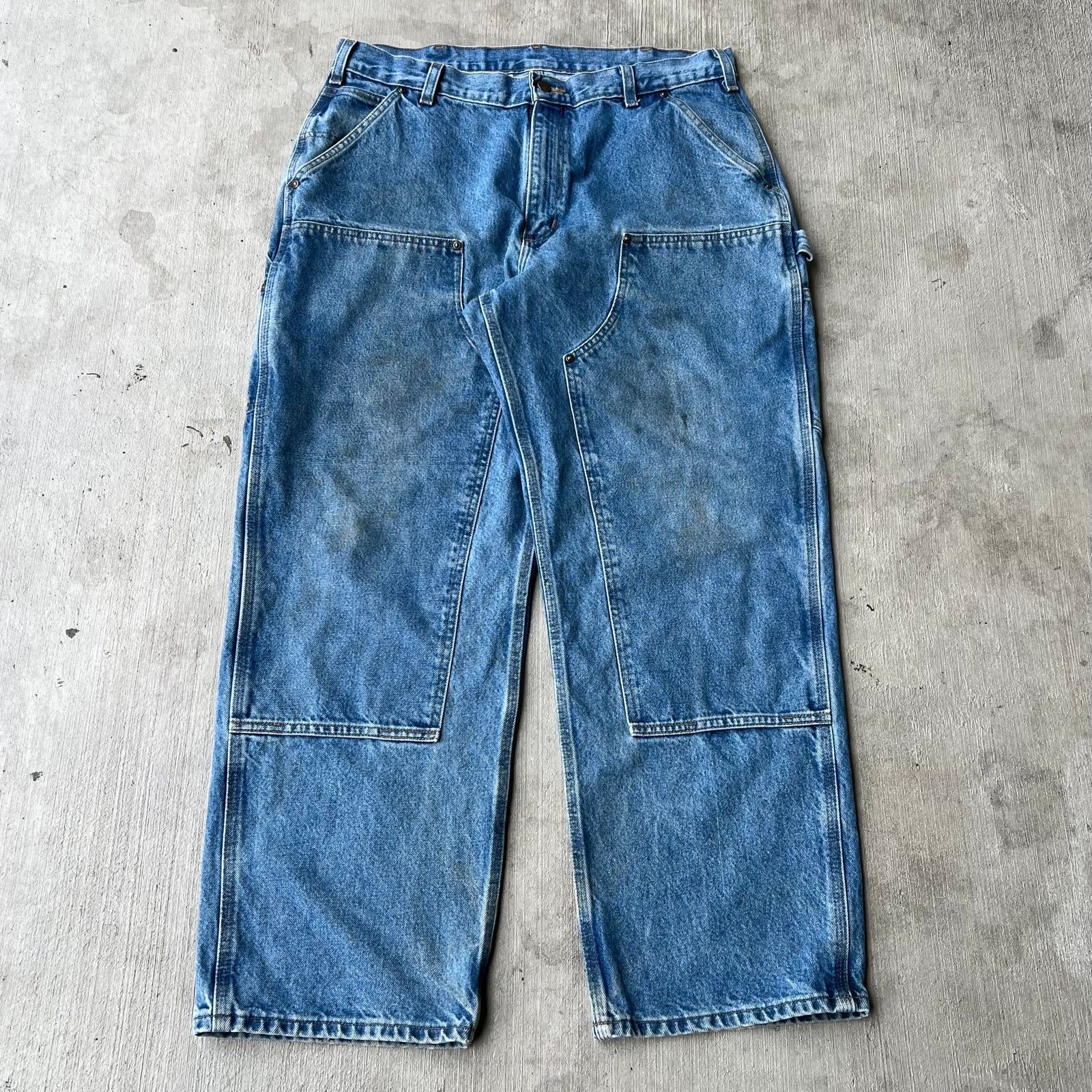 Carhartt × Vintage Vintage Y2K Carhartt denim jeans double knee work wear pants Size US 35 - 1 Thumbnail