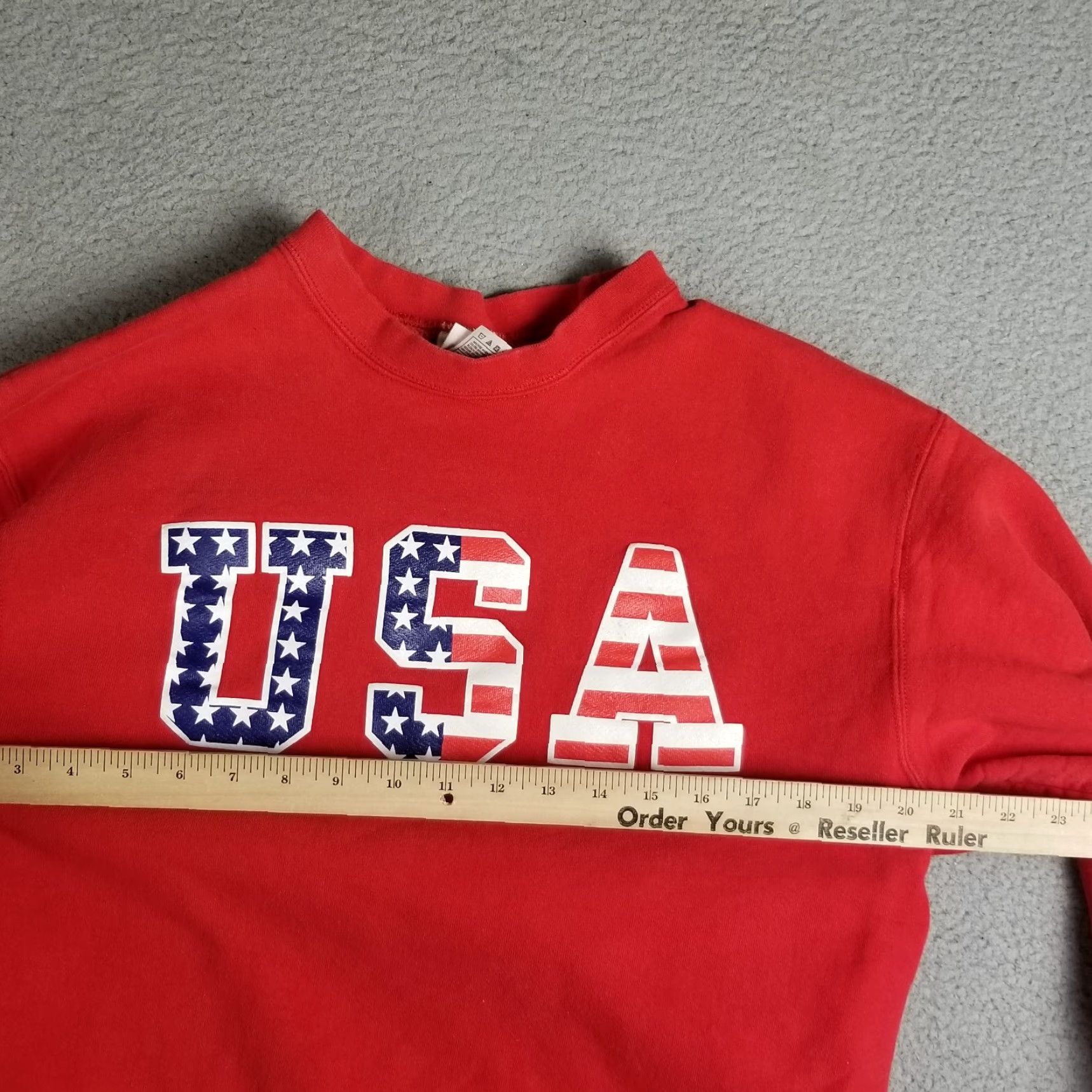 Hanes VINTAGE Hanes Crewneck Sweatshirt Shirt Men L Red USA 90s Retro Patriotic Long Sleeve Cotton Engineered Knit Embroidered Hip Hop Hippie Style Mens Size US L / EU 52-54 / 3 - 6 Thumbnail