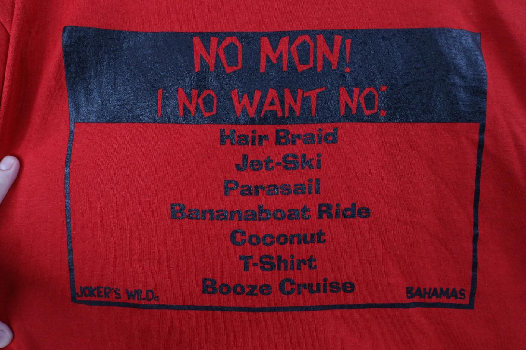 Vintage Vintage 90s Streetwear I No Want No Bahamas T-Shirt Red USA Size US XL / EU 56 / 4 - 4 Thumbnail