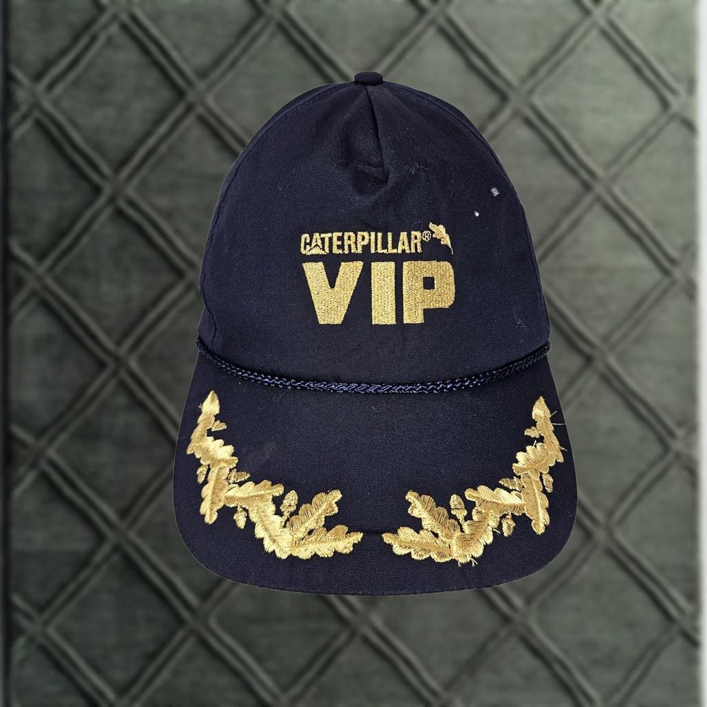 Vintage Caterpillar Hat Cap Navy Blue VIP Embroidered Gold Leaf Rope Mens Strap Back Size ONE SIZE - 1 Thumbnail