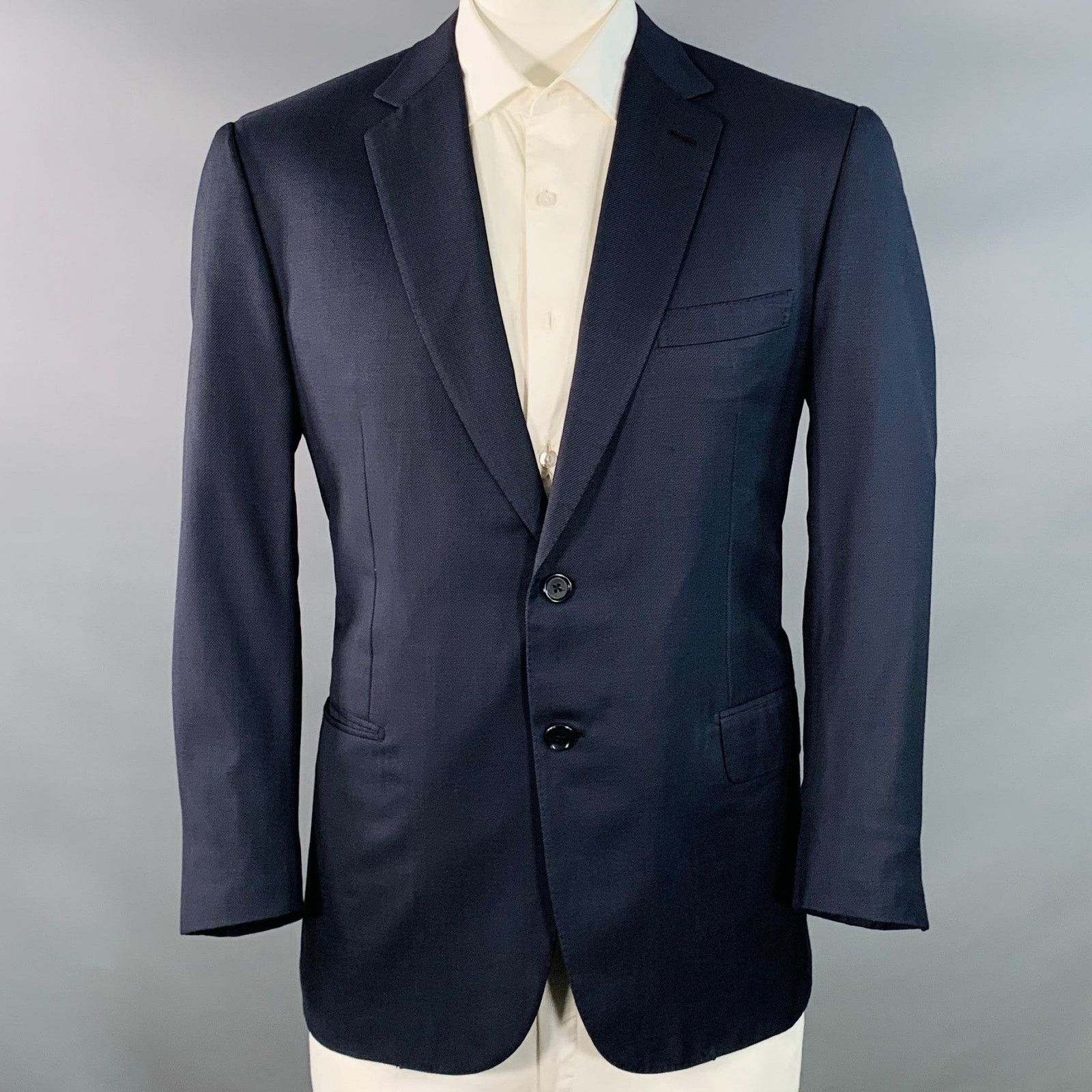 Brioni BRIONI for WILKES BASHFORD Navy Wool Twill Notch Lapel Coat Size 44R - 1 Thumbnail