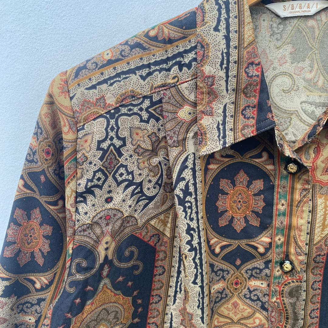 Other VINTAGE BLOUSE FLORAL MOTIFS EXTRA LARGE GEOMETRIC PATTERN Size XL / US 12-14 / IT 48-50 - 4 Thumbnail