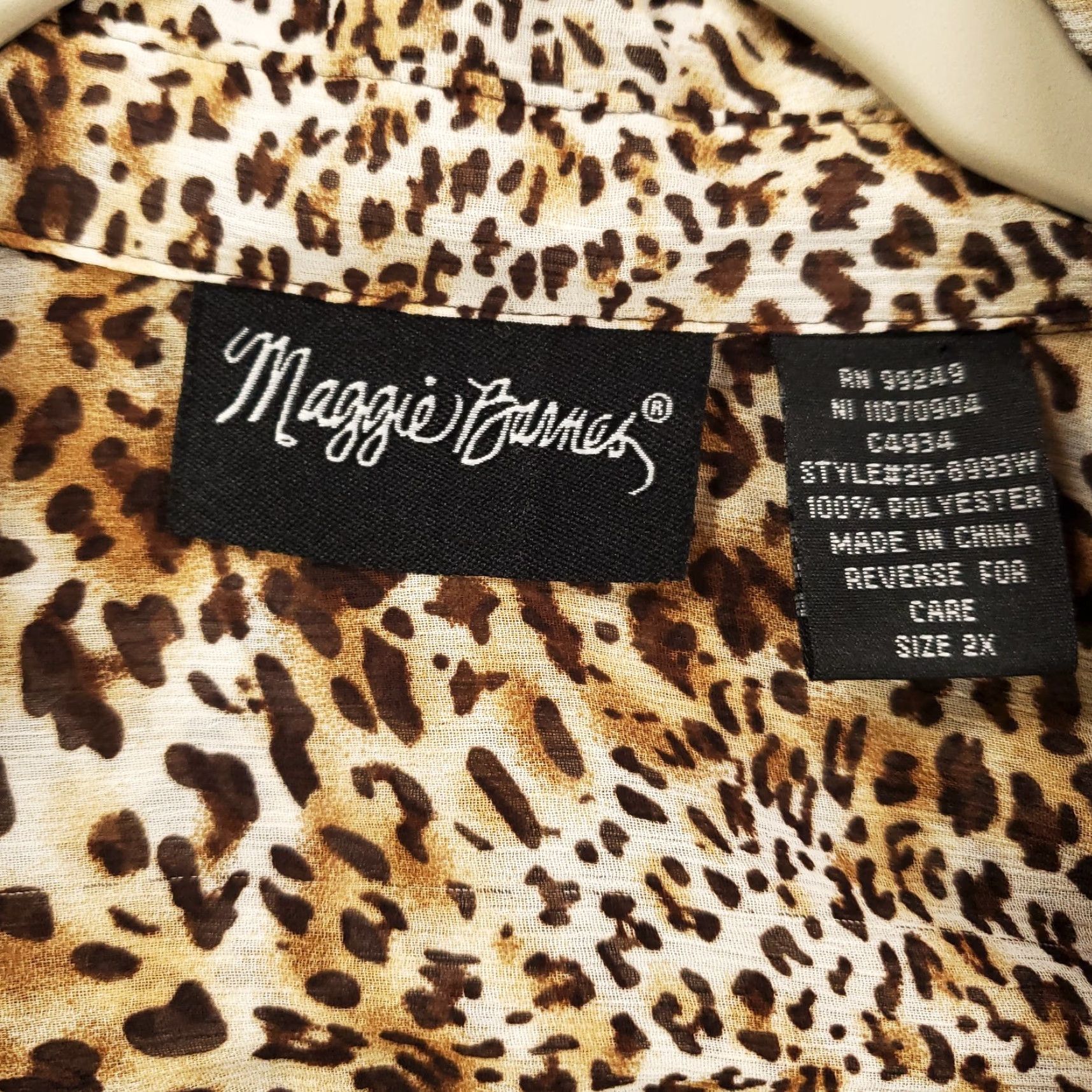 Vintage Maggie Barnes Blouse Womens 2X Animal Print Leopard Button Up Shirt Size XXL / US 16-18 / IT 52-54 - 5 Thumbnail