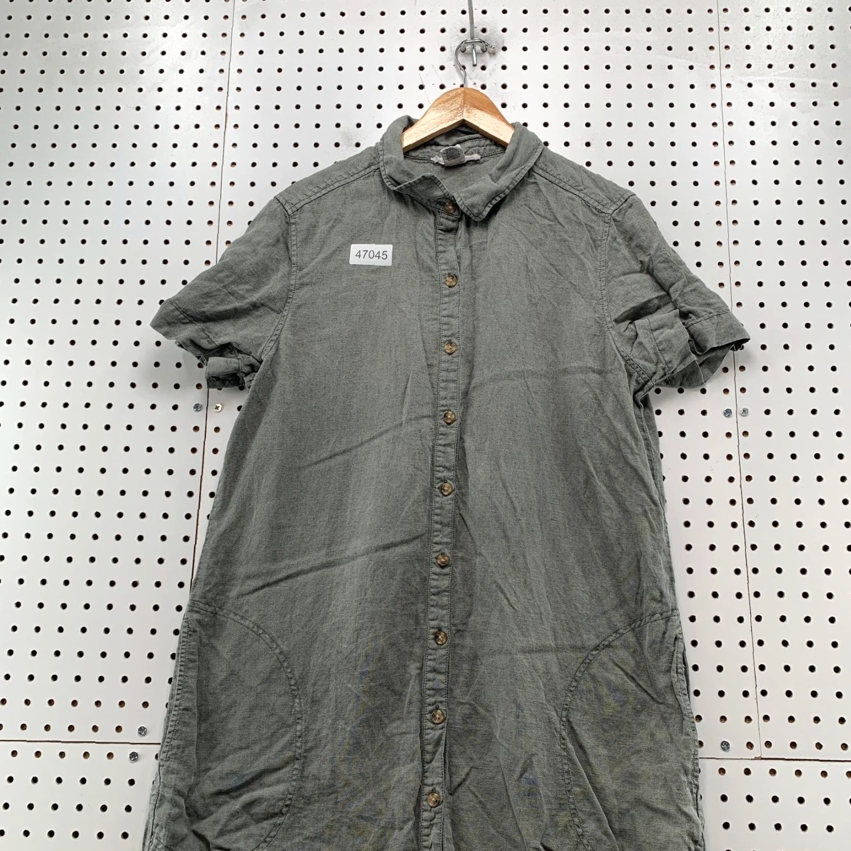 Lucky Brand Lucky Brand Linen Shirt Dress Womens XL Gray Short Sleeve Collared Pocket Shirt Dress Women XL Gray Linen Pocket Button Casual Bohemian shortcut Size XL / US 12-14 / IT 48-50 - 4 Thumbnail