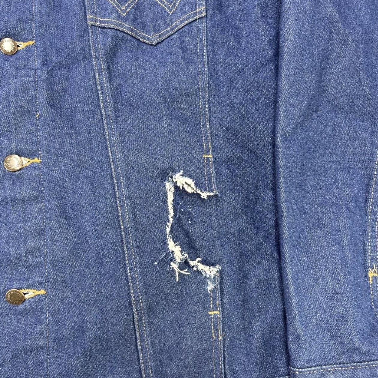 Wrangler VINTAGE Wrangler Yellowstone Jacket Mens 2XLT Blue Denim Western Skull Back Graphic Size US XXL / EU 58 / 5 - 2 Thumbnail