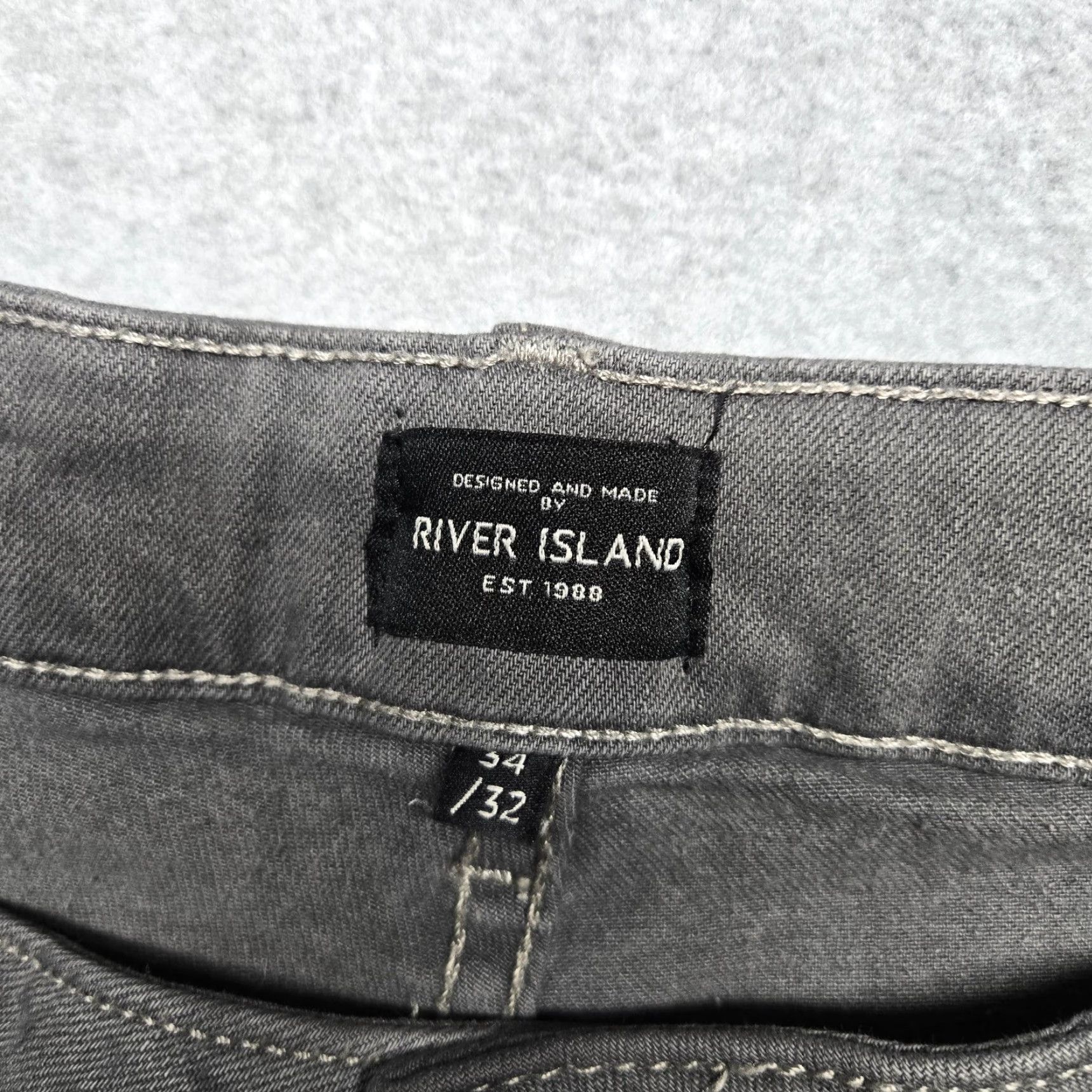 River Island River Island SIRE Jeans Mens 34x32 Gray Stretch Denim Pants Casual Tapered Leg 5-Pocket Retro Modern Size US 34 / EU 50 - 6 Thumbnail