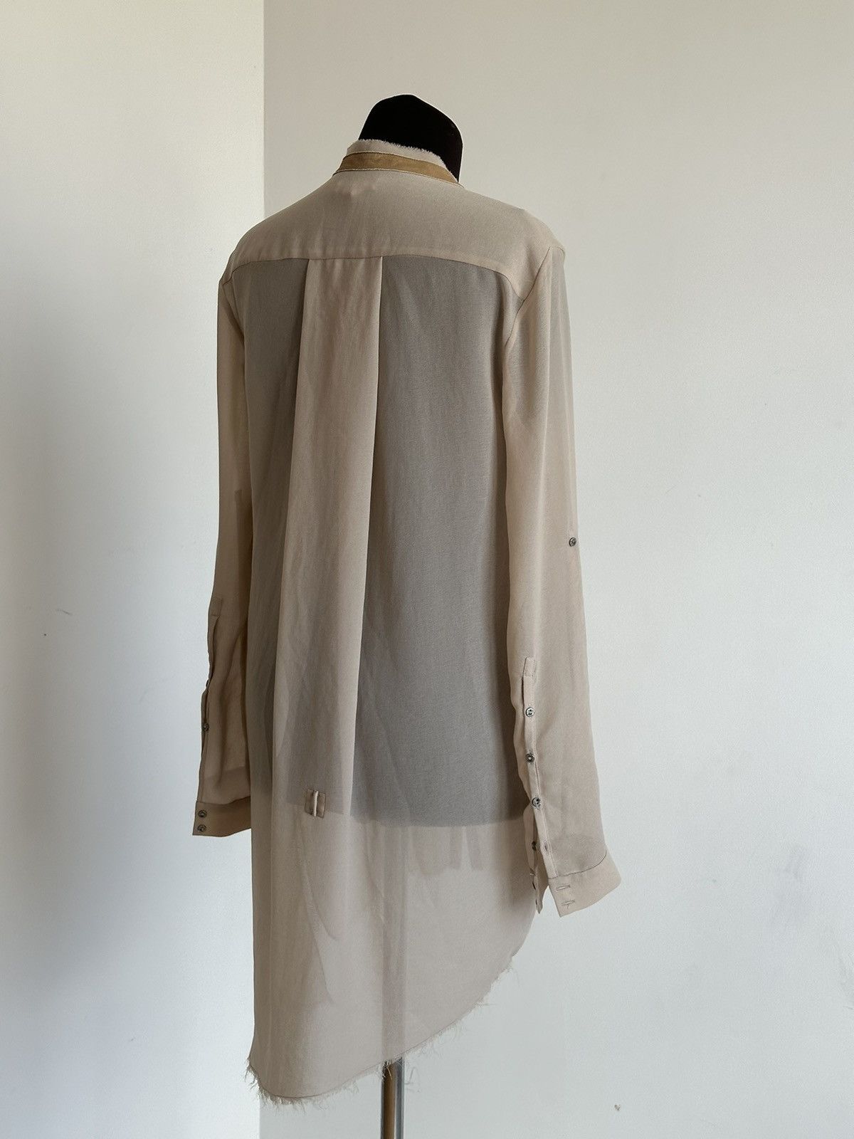 Helmut Lang Helmut Lang USA Raw Hem Leather Button Up Beige Long Shirt Size M / US 6-8 / IT 42-44 - 6 Thumbnail