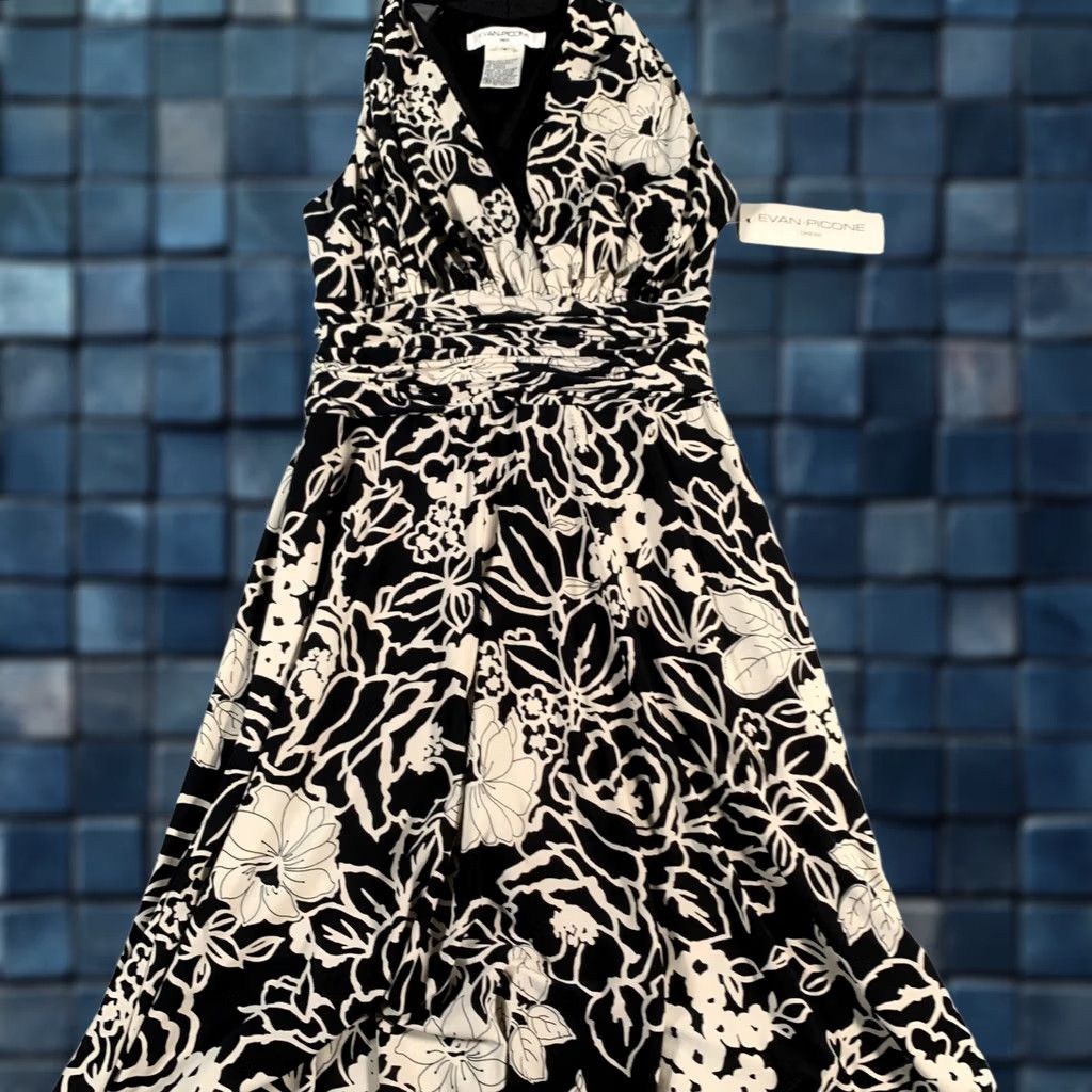 evan picone dress Evan Picone Black Vintage Midi Beaded Dress with
