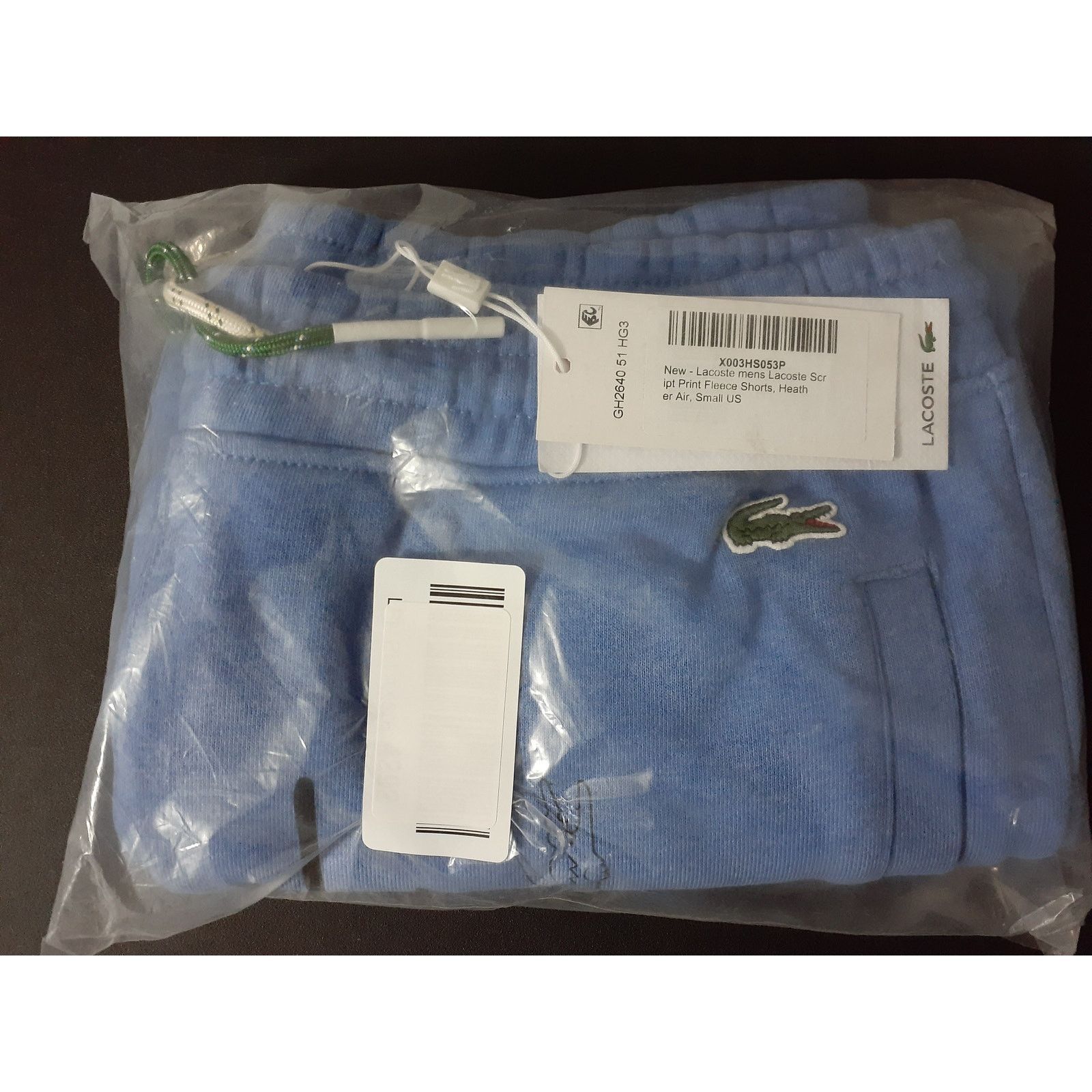 Lacoste Lacoste Men's Signature Print Cotton Fleece Shorts Blue S Size US 30 / EU 46 - 2 Thumbnail