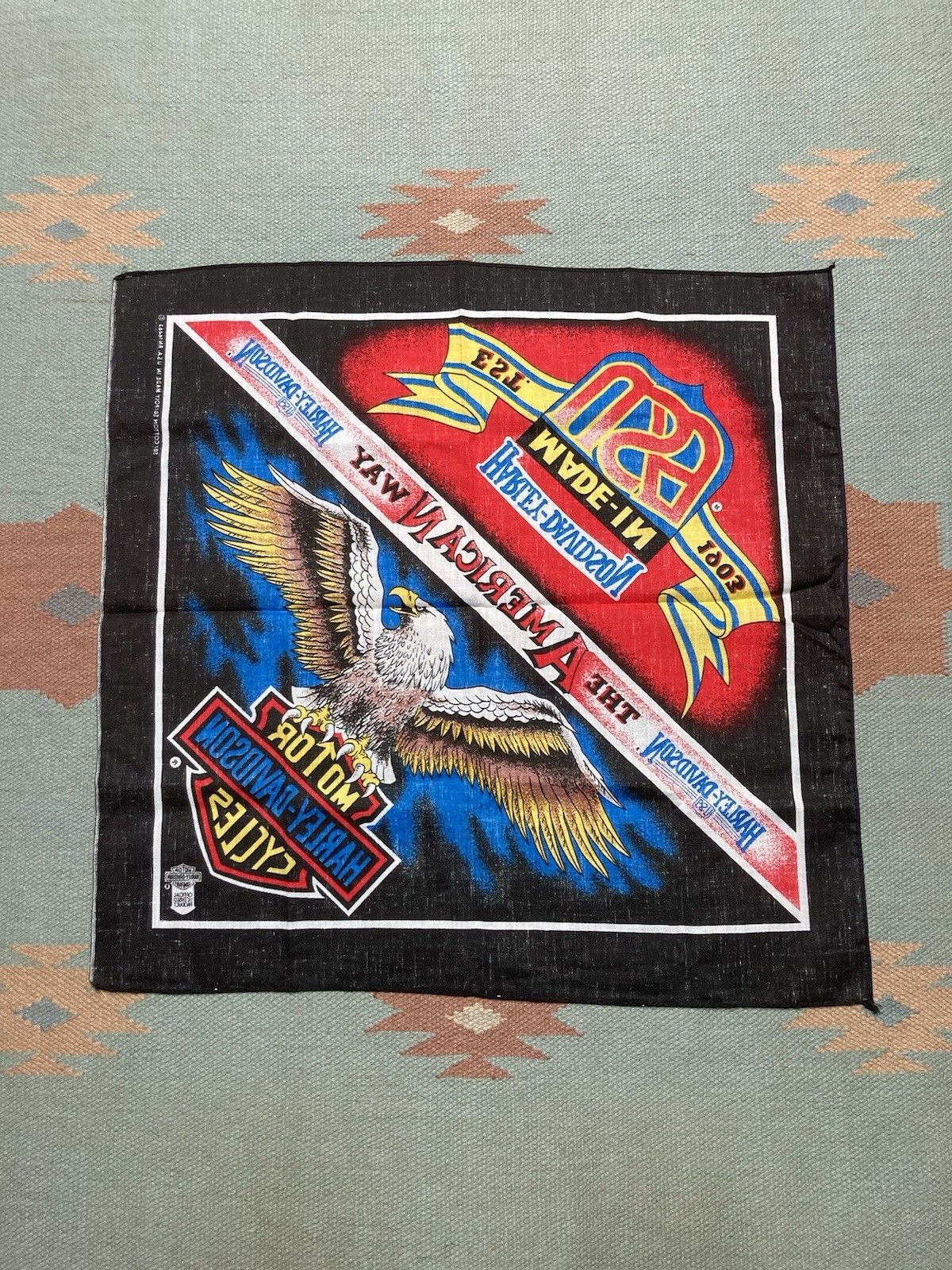 Vintage vtg 80s Harley Davidson bandana the American way biker eagle Size ONE SIZE - 7 Thumbnail